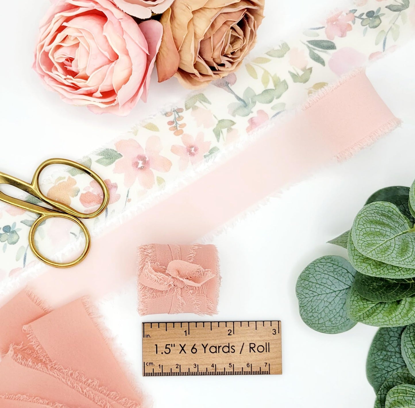 and Things Fringe Chiffon Ribbon 3 Rolls, 1.5 in X 6 yds, 18 yds Total, for Wedding Invitations, Bridal Bouquets, Gift Wrapping, Floral Arrangements, Crafts, (Soft Nude, Deep Nude, Floral)