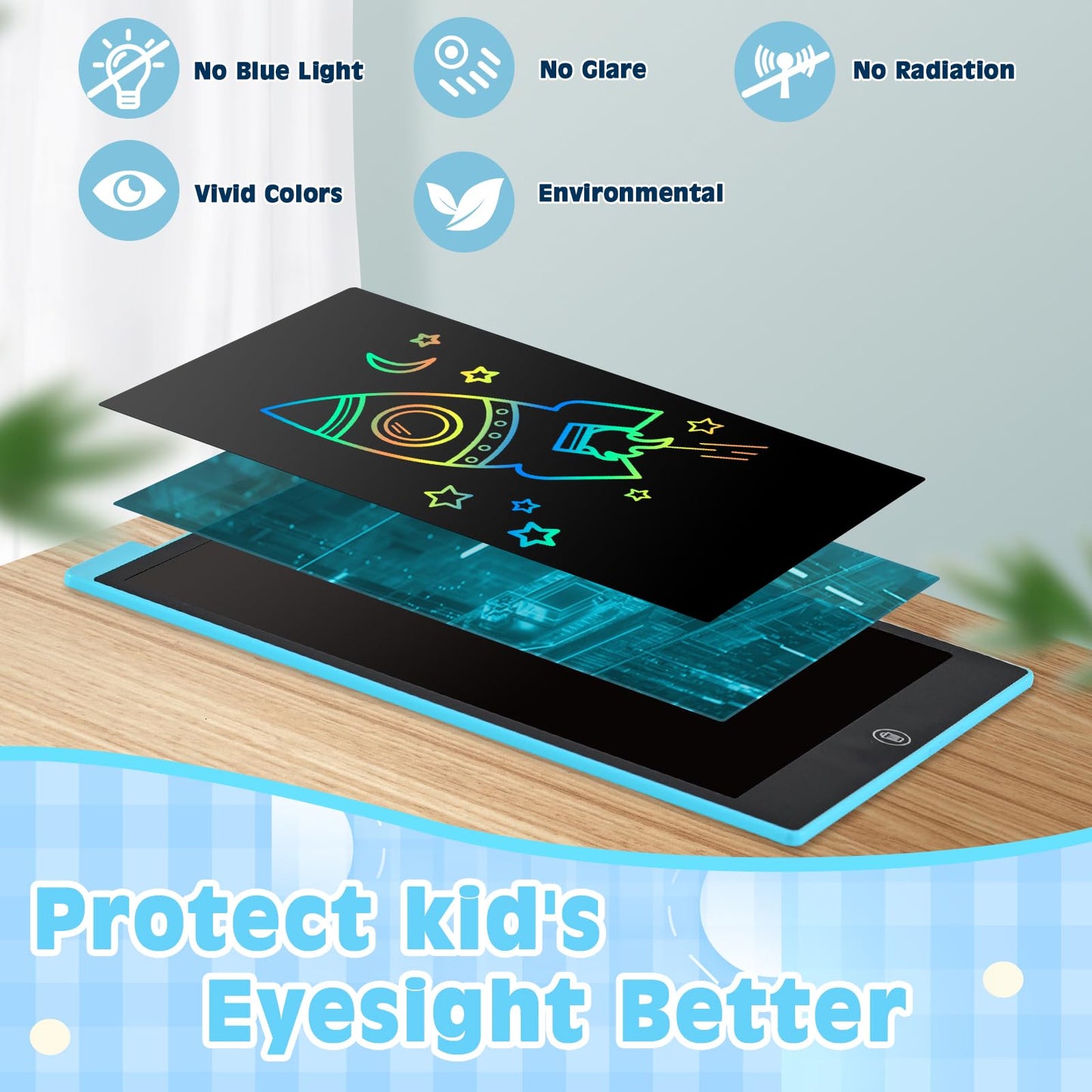 Toddler Kids Toys Gifts - 12 Inch LCD Writing Tablet Doodle Board Pad, Colorful Drawing Tablets Educational Toys, Christmas Birthday Gifts for 3 4 5 6 7 8 Years Old Girls Boys (Blue)