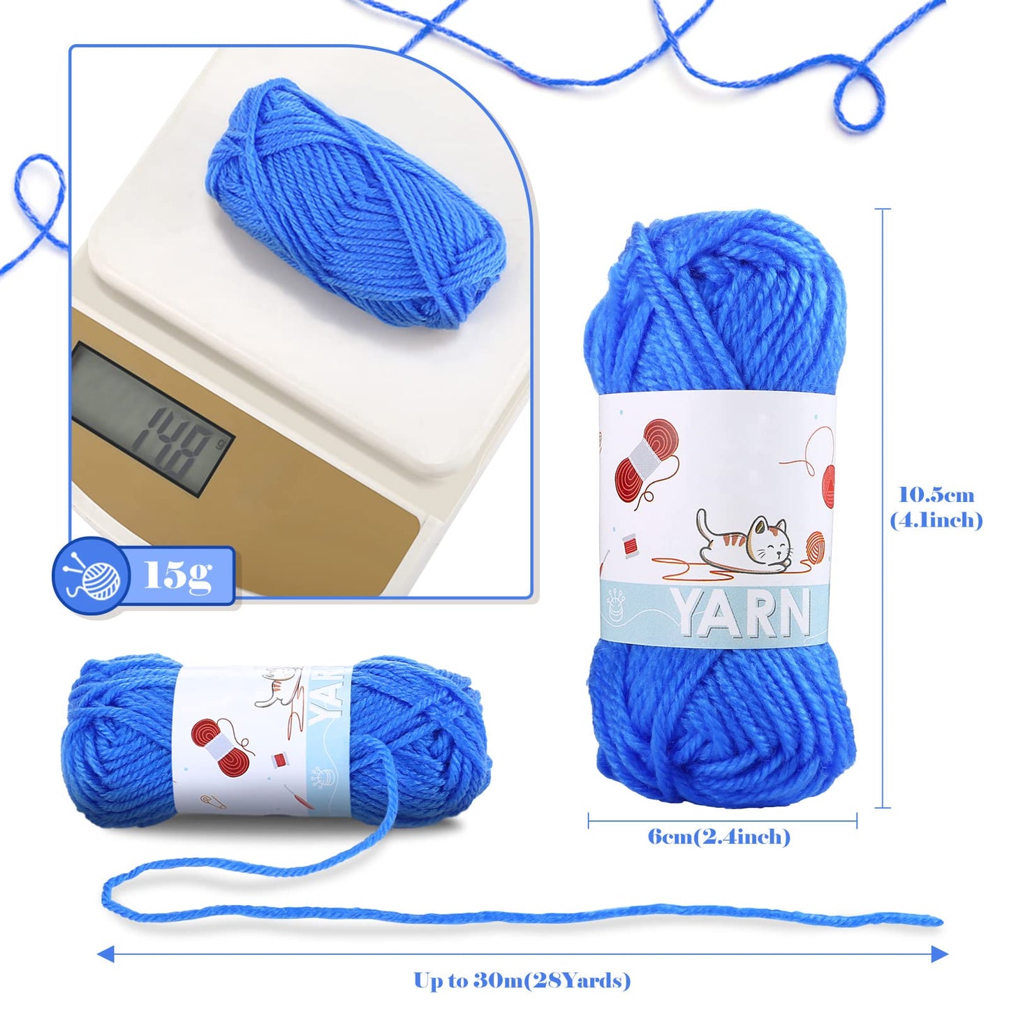 Yinsun 12 Acrylic Yarn Skeins Mini Craft Yarn, 12 Colors Starter Crochet Bulk Yarn for Child, Adult Knitting Crochet Crafts (12 x 15g)