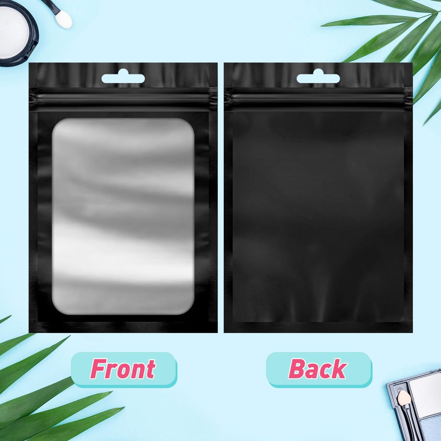 Funfery 300 Pack Smell Proof Resealable Bags for Food Storage,Mylar Clear Bags 4x6 Black Packaging Bag- Edibles,Odorless Scent Proof Bag for Cookies, Zip Foil Pouch for Small Business, trading card