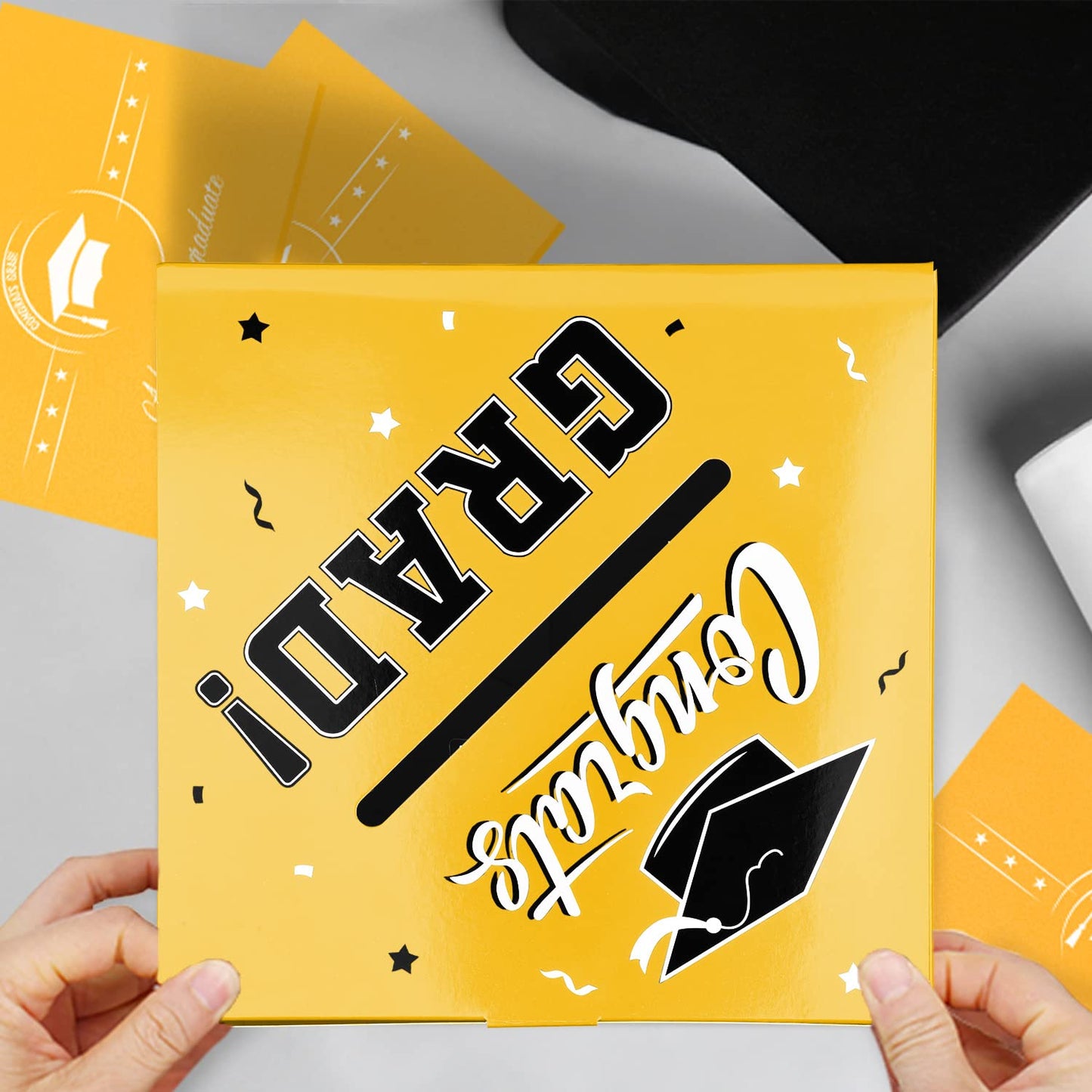 Gatherfun Graduation Decorations - Graduation Card Box, Party Favors, Yellow