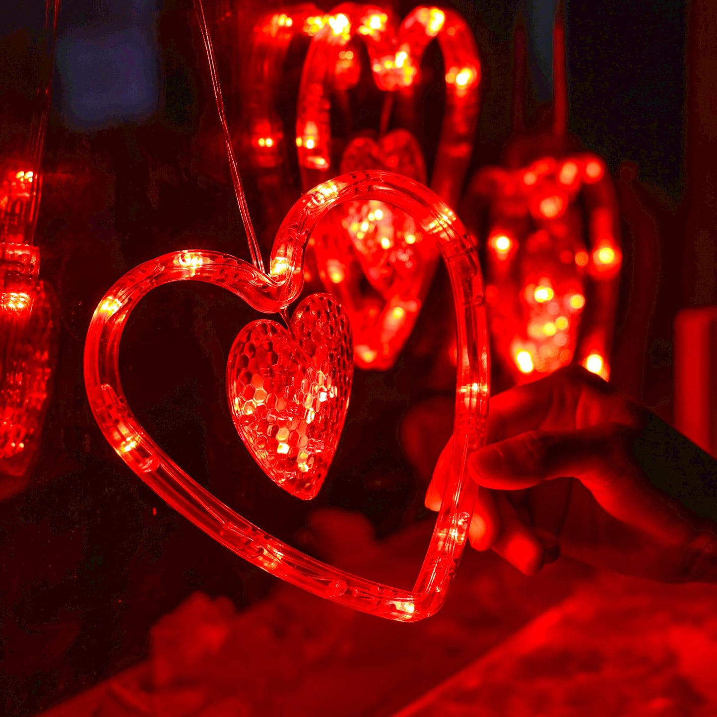 3 Pack Valentines Day Window Lights Decor with Timer, Battery Operated Red Heart-Shaped Window Decorations Silhouette Sucker LED Lamp Slow Fade Mode Hanging Lights for 2026 Holiday Indoor Home