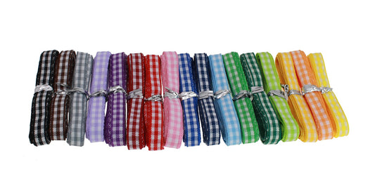 DXEUD 34 Yards 17 Colors Gingham Ribbon Checkered Ribbon Gingham Woven Edge Ribbon for Gift Package Wrapping, Sewing, Hair Bow... (1/4 Inch)