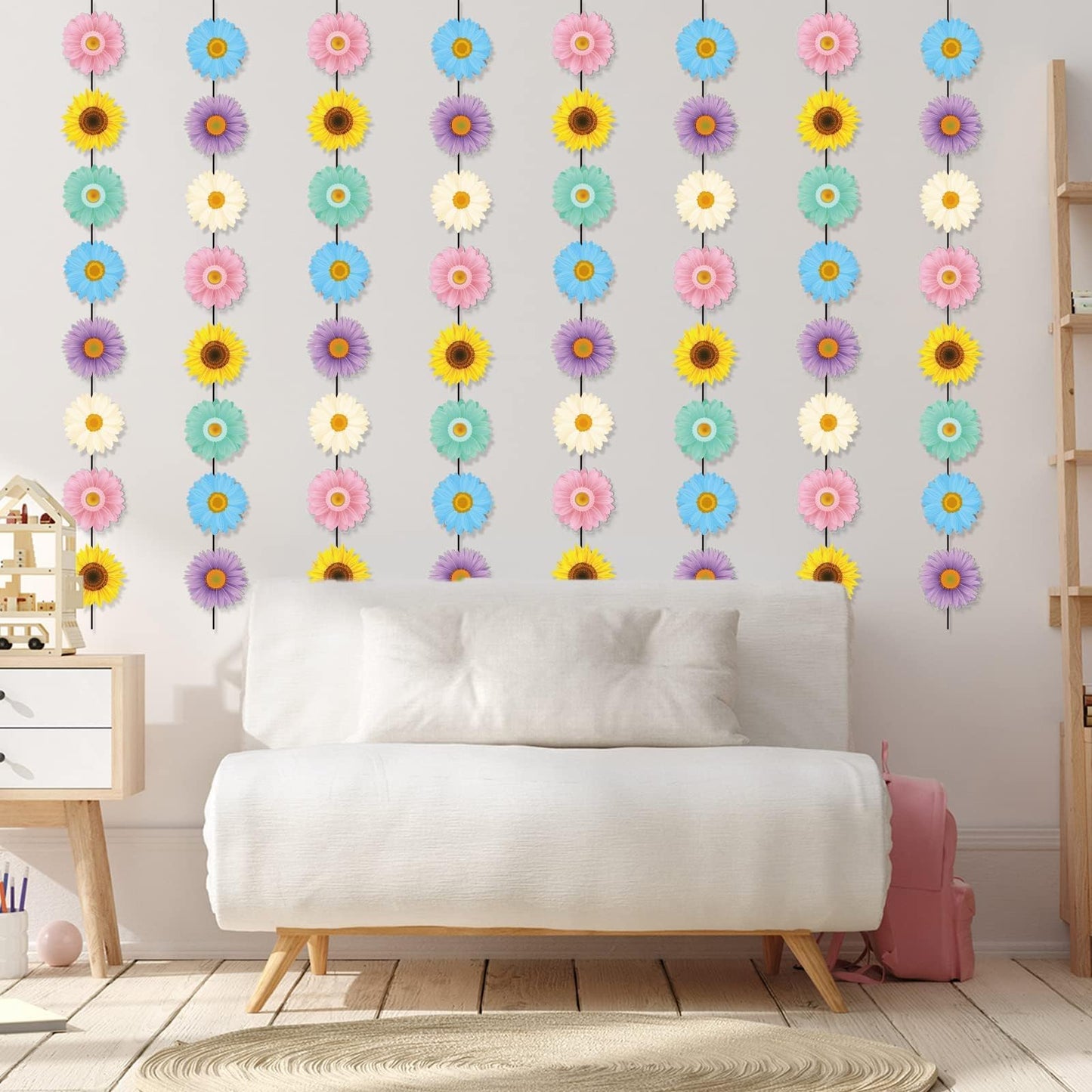 12 Packs Spring Sun Flowers Banners Sunflower Garland Kit Flower Hanging Swirl Spring Party Supplies Decorations Sunflower Paper Cutouts for Birthday Party Home Classroom Favor Supplies Decor