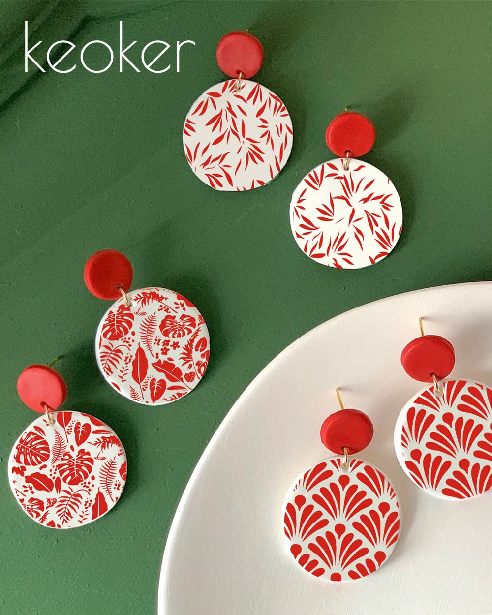 Silk Screen Stencils for Polymer Clay, 3 PCS Reusable Silkscreen Print Kit,for Printing on Clay & Other Jewelry Clay Earrings Decoration, Each 6" X 3.8"