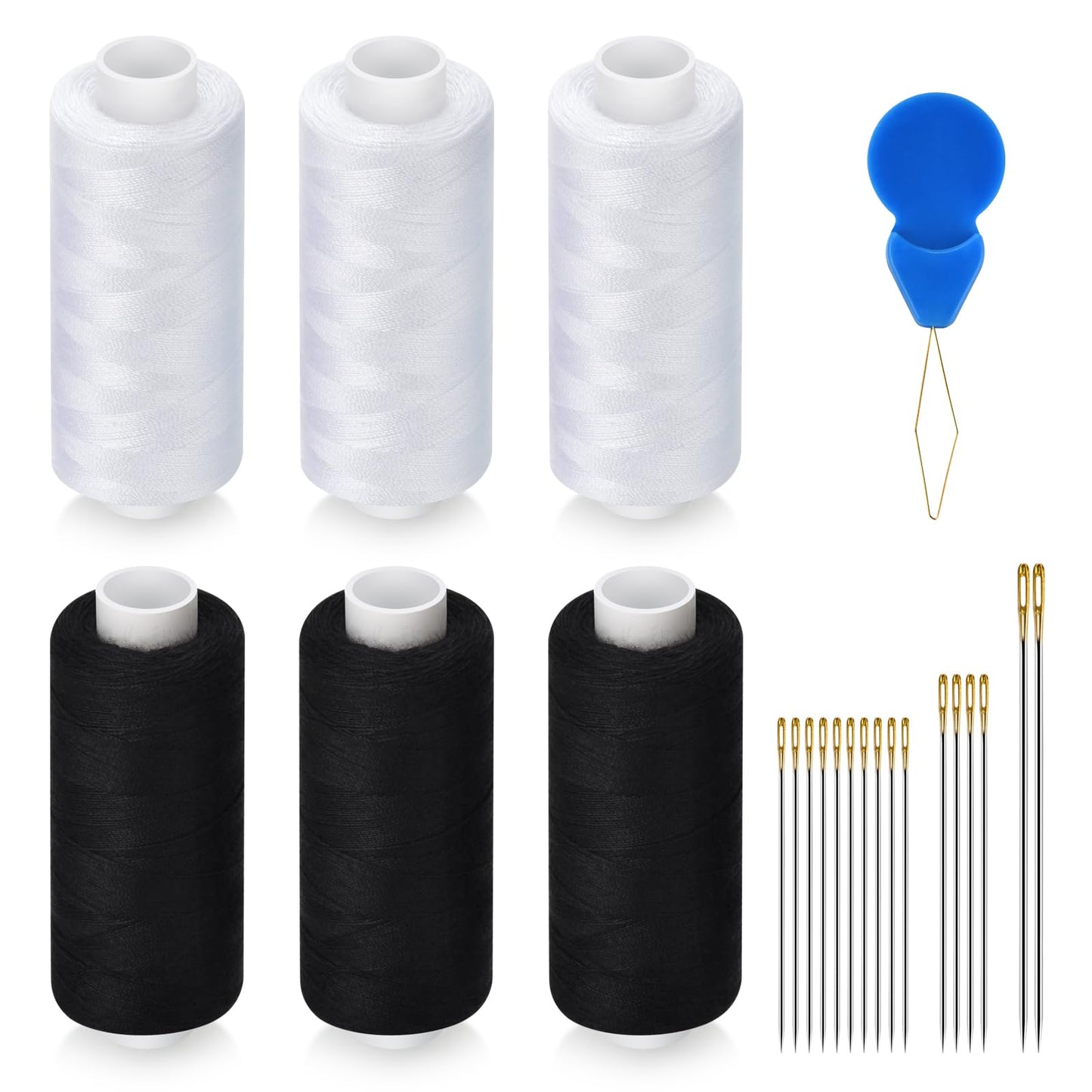 6 Pcs Sewing Thread Kit, 400 Yards Each Spool 402 Polyester Thread with Sewing Needle & Threader, Sewing Threads for Sewing Machine, Hand Stitching, Embroidery