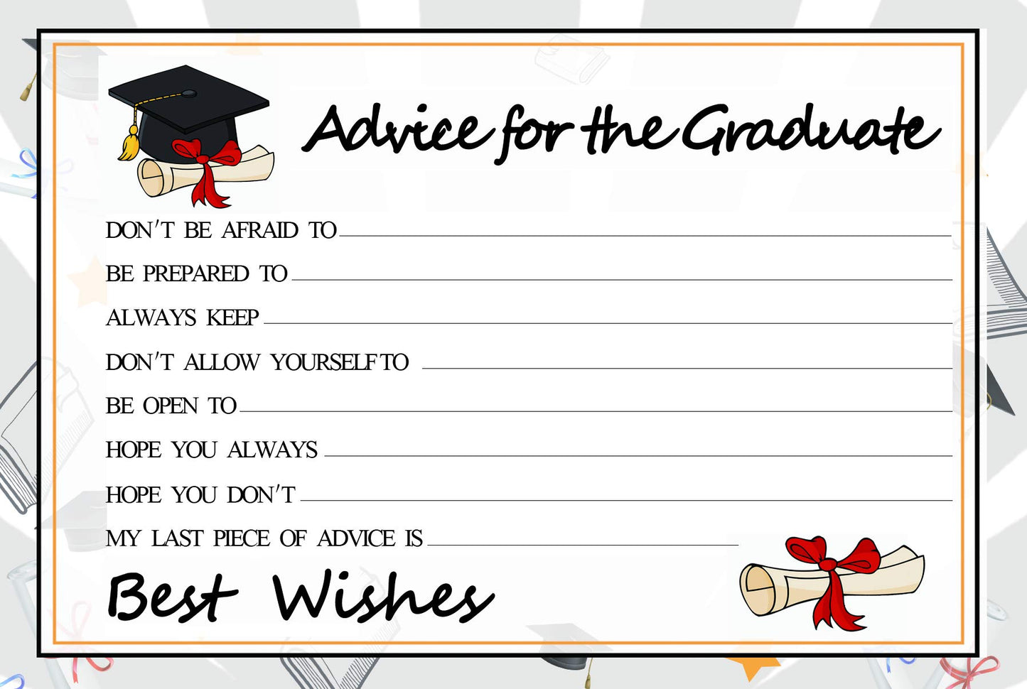 Graduation Wish Cards - 50PCs High School or College Graduation Advice Cards Supplies 2026 Decorations Grad Celebration Party Supplies for High School/College/Senior School