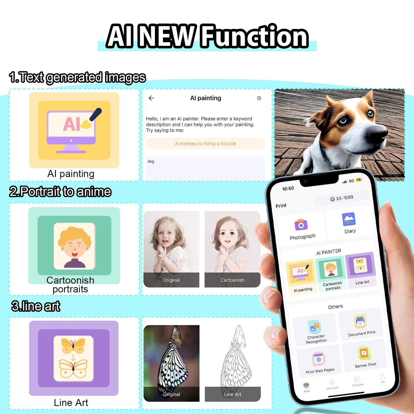 HuiJuKeJi Mini Sticker Printer Bluetooth Smart Pocket Inkless Thermal Printer with 11 Rolls Thermal Paper and Sticker for iOS&Android, Portable Receipt Printer for Photo Journal Notes Memo