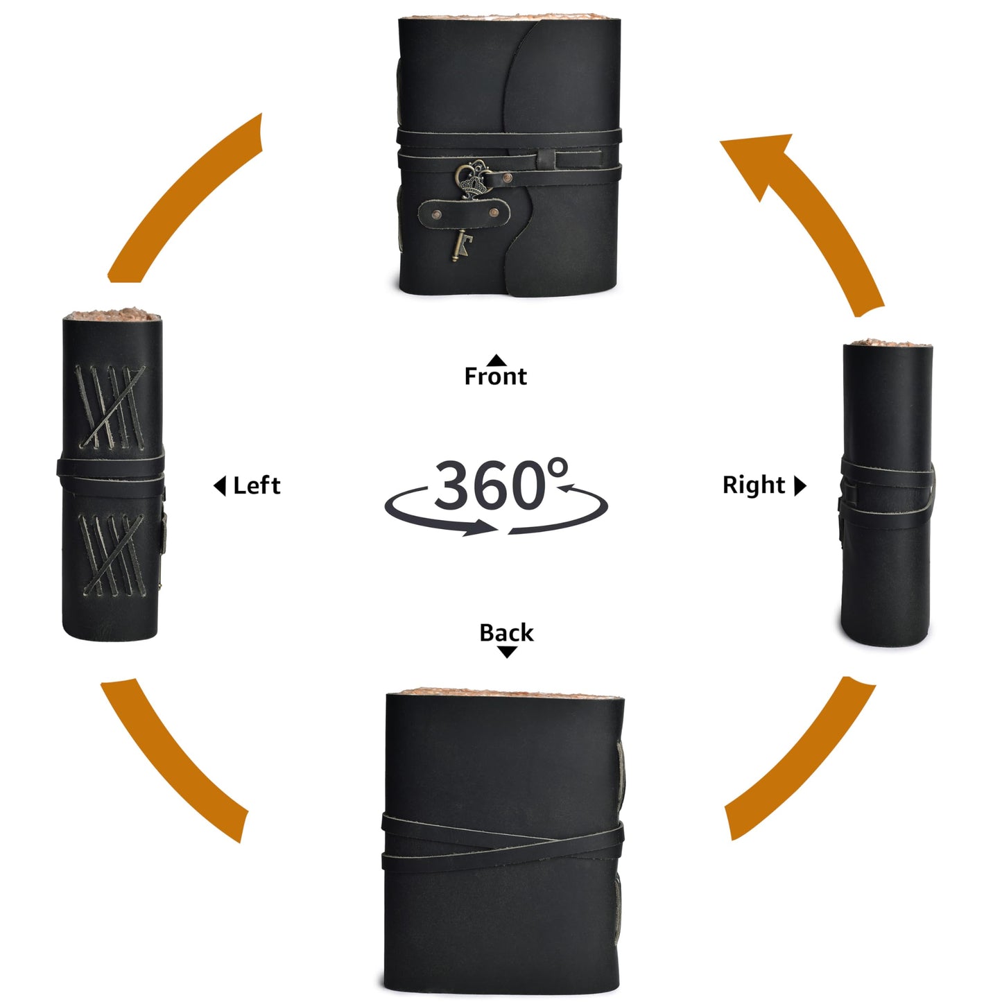 LEATHER VILLAGE Vintage Leather Journal – 200 Handmade Vintage Deckle Edge Paper – Leather bound Journal For Women Men – Vintage Key Closure - Book of Shadows - Black - 6X4 inches (A6)