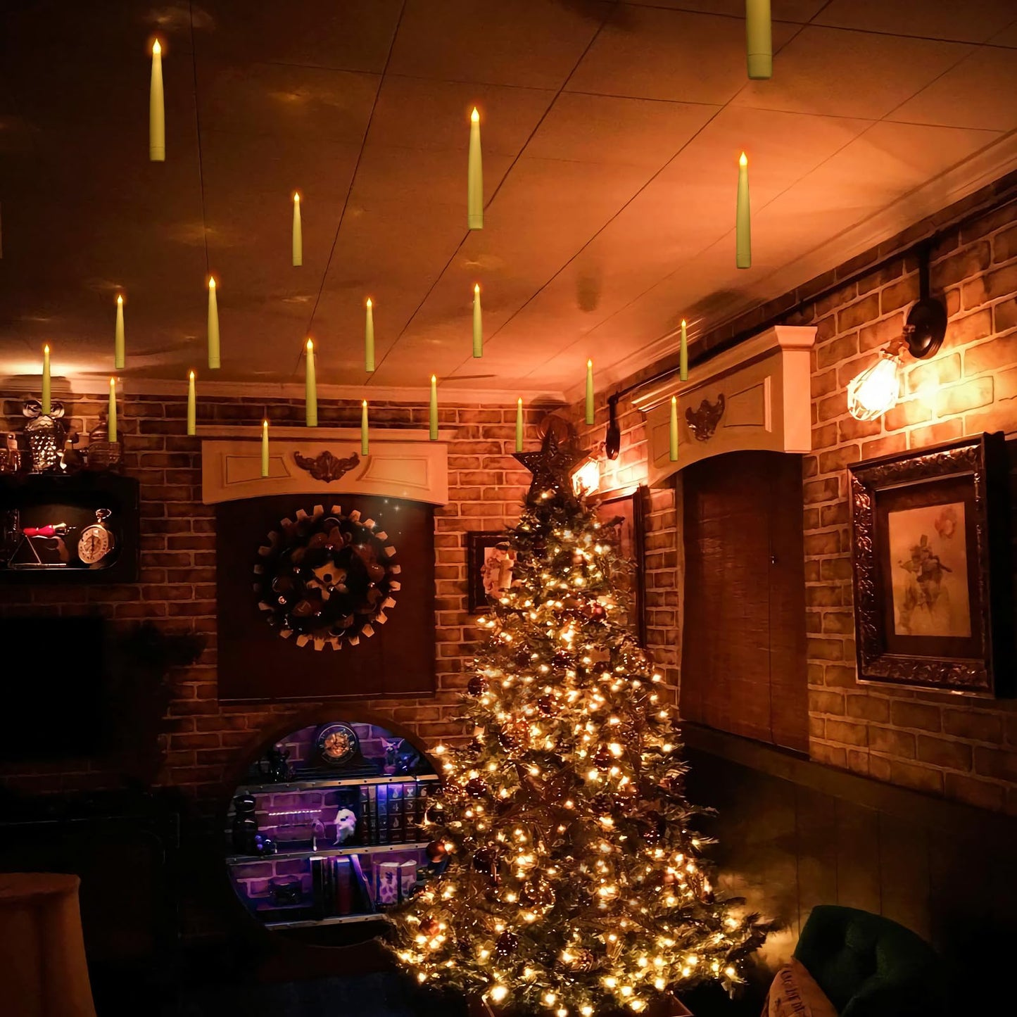 Halloween Decorations - Floating LED Candles with Remote Control -12Pcs Magic Witch Wizard Christmas Decor for Indoor Home Room Classroom Bedroom Birthday Party (with Common Remote)