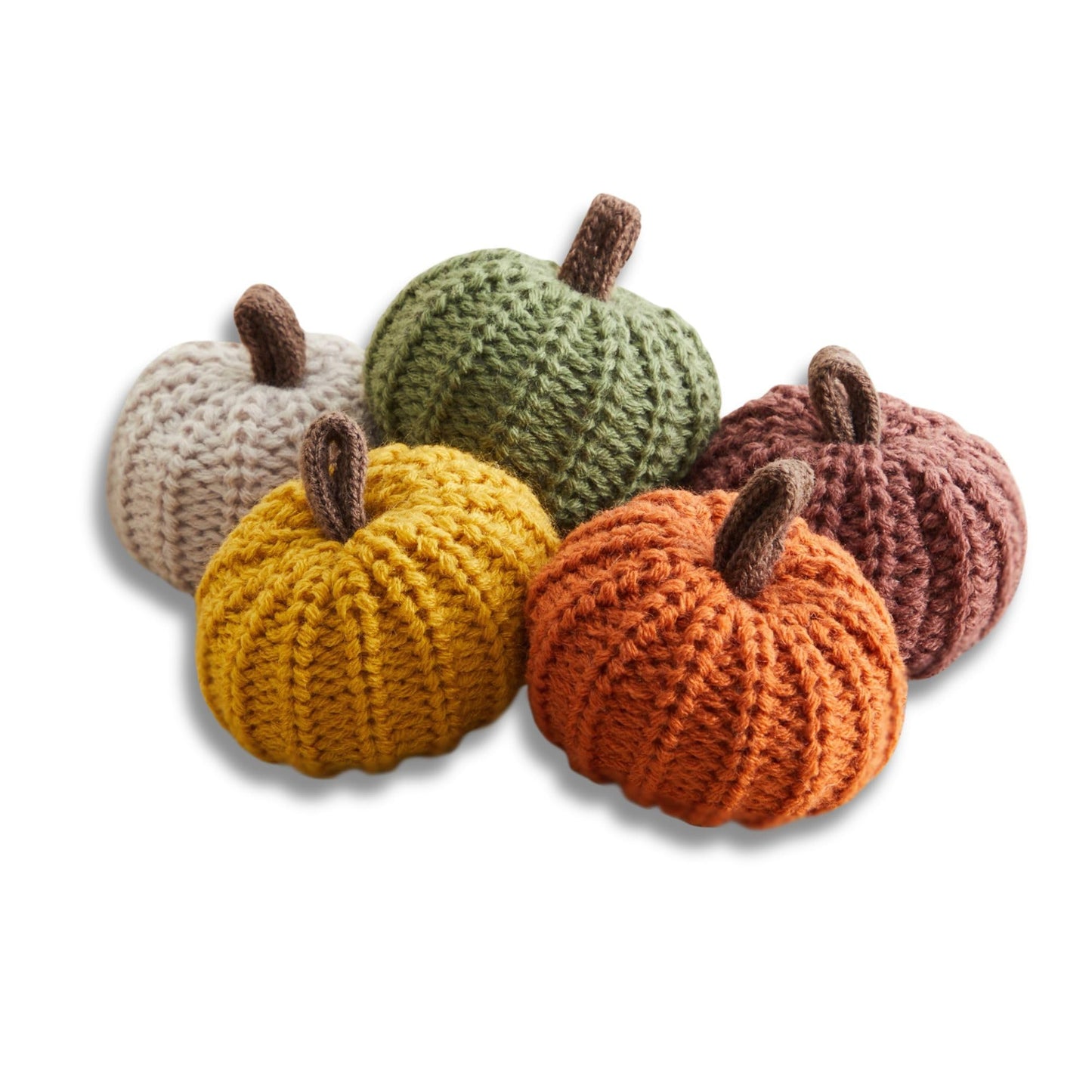 Mini knit pumpkins set of 5, fall favorite, gifts for women, autumn bowl fillers fall farmhouse tier tray decor, decorative pumpkins for friend (Mini Autumn Set)