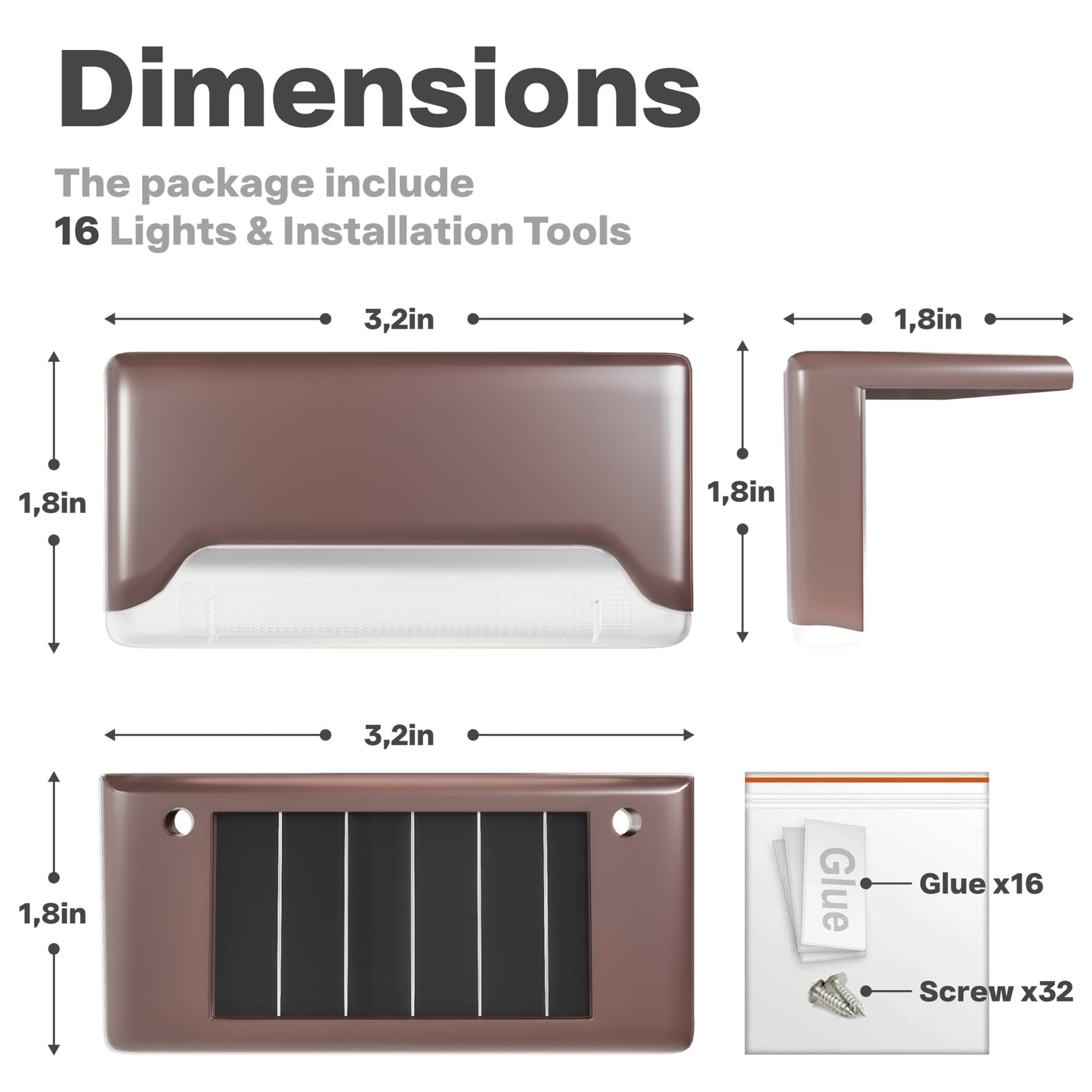 FJZ Solutions inc Solar Deck Lights, LED 16 Pack to Fence Post, Deck Lights, Waterproof, Powered Deck Decorations Outdoor, Solar Fence Lights,Patio, Garden, Step, Yard, and Pathway(Warm White)
