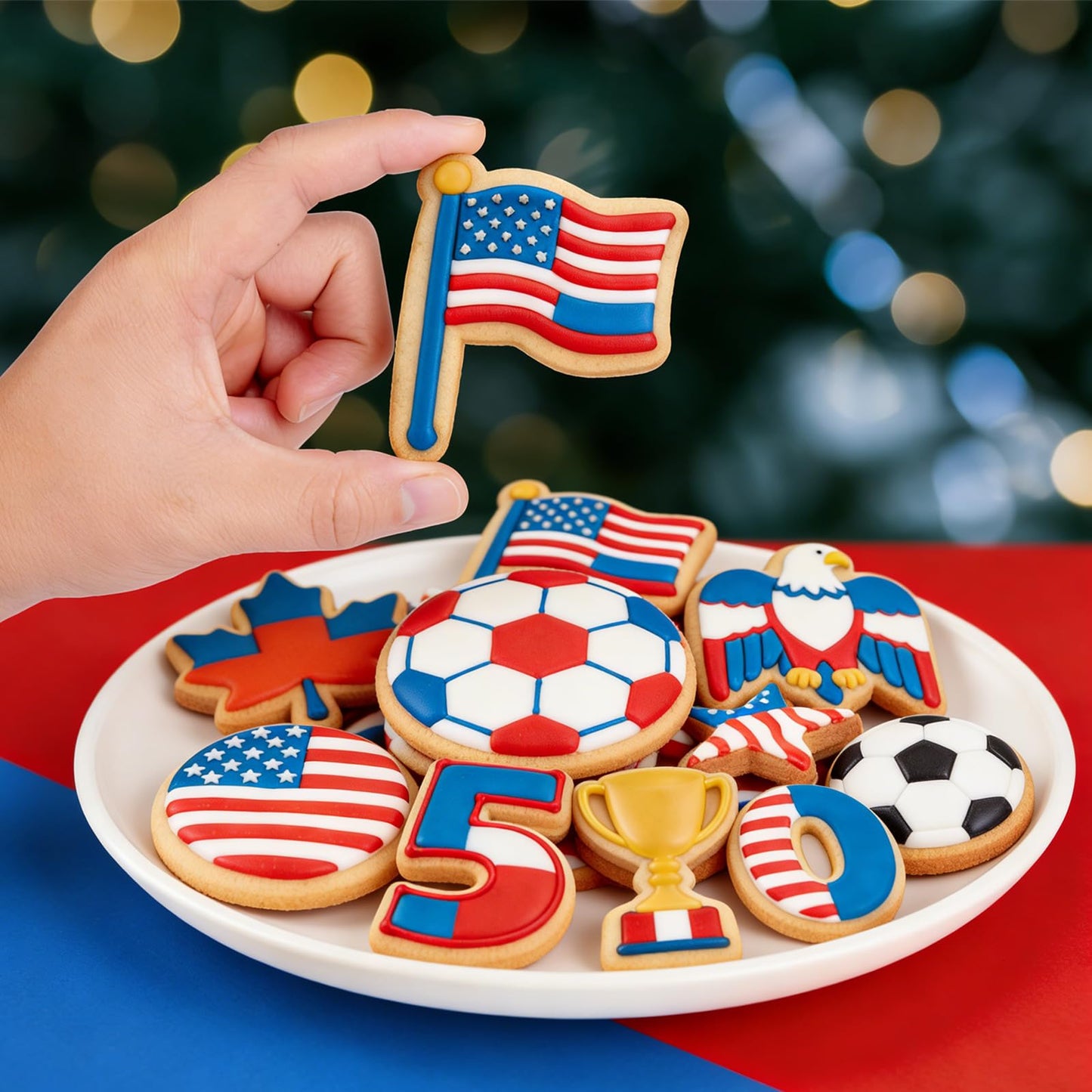 JOINBO 9Pcs Patriotic Metal Cookie Cutter Set, 250th Anniversary of Independence Day, 4th of July Baking Molds Star Eagle Flag, Stainless Steel for Holiday Party Baking Supplies