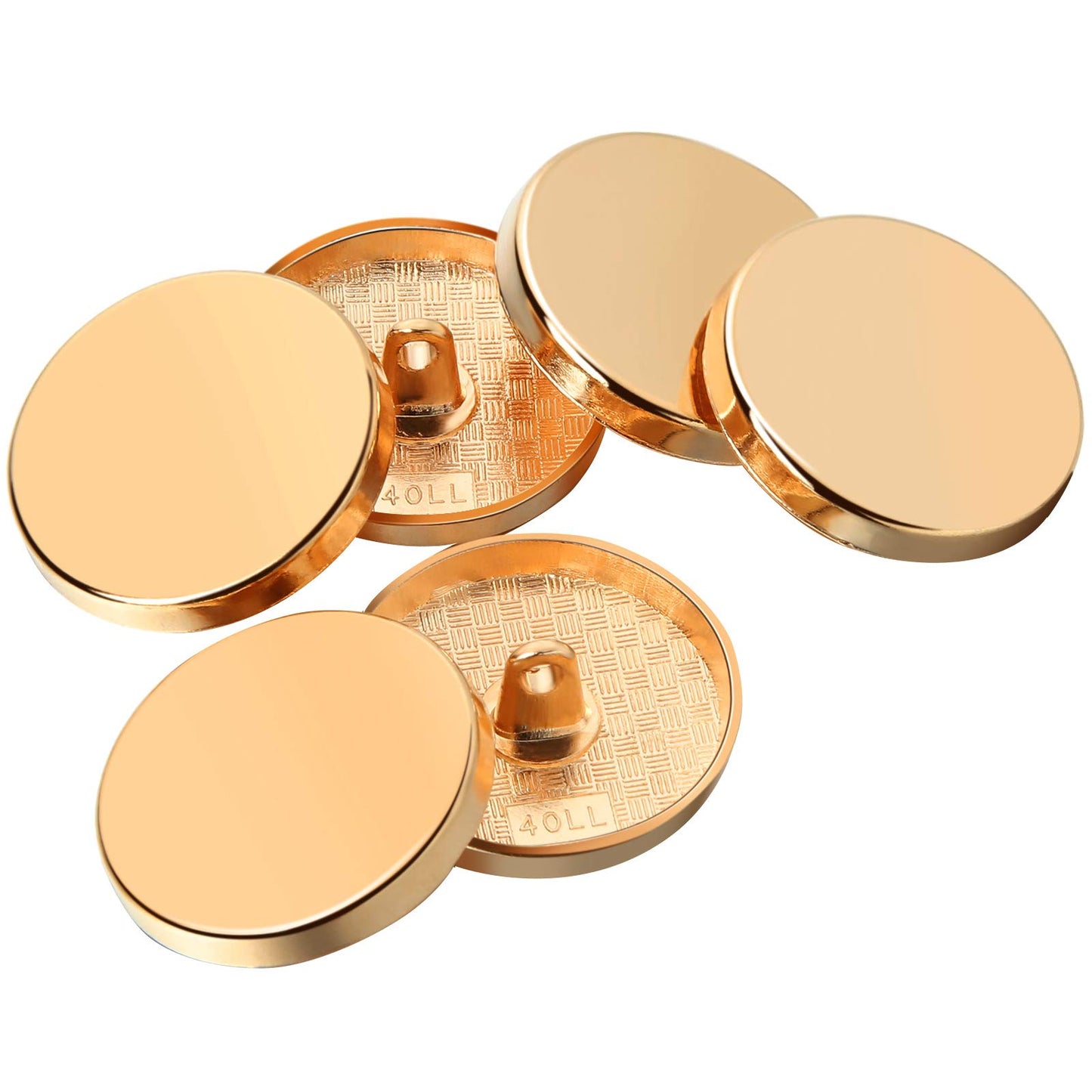 30 Pieces Metal Flat Button Alloy Shank Button Round Shaped Sewing Button Metal Button for Women Suit Woolen Coat Shirt Trousers Sewing Crafts (Gold,25 mm)