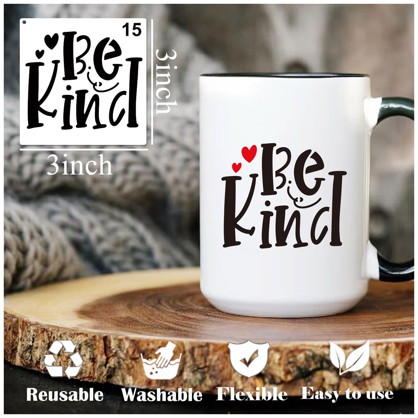 Small Stencils for Painting on Wood Reusable, 3 Inch Reusable Stencil for Craft Ornament Paint Template Stencils for Wall Card Rock Wood Signs Coasters Canvas Home Decor (Bible Words)