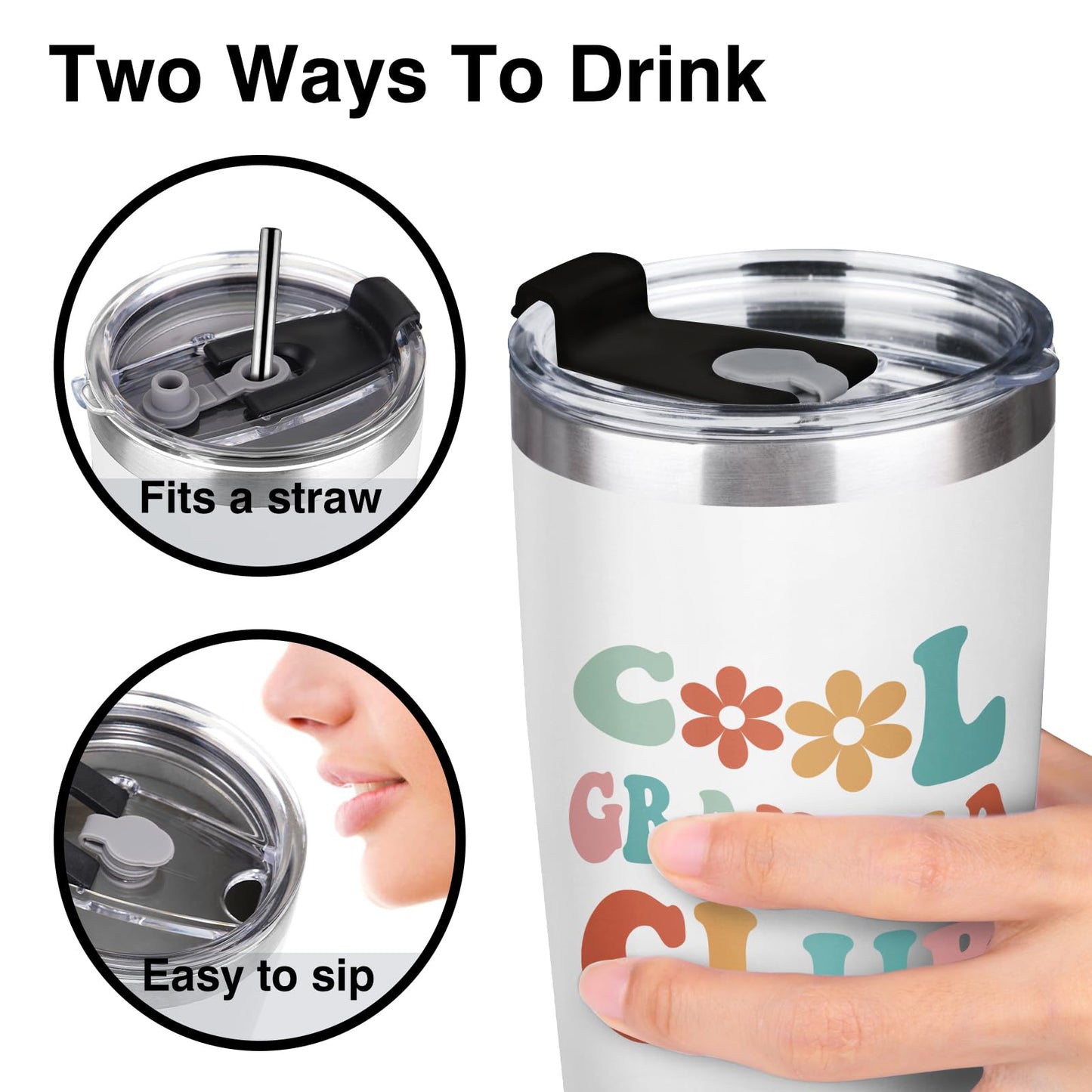 Aurahouse Mothers Day Grandma Gifts-Cool Grandmas Club Tumbler 20oz, Birthday Gifts for New Grandmas, First Time Grandma-to-be, Nana, Mimi, Gigi Christmas Coffee Cup