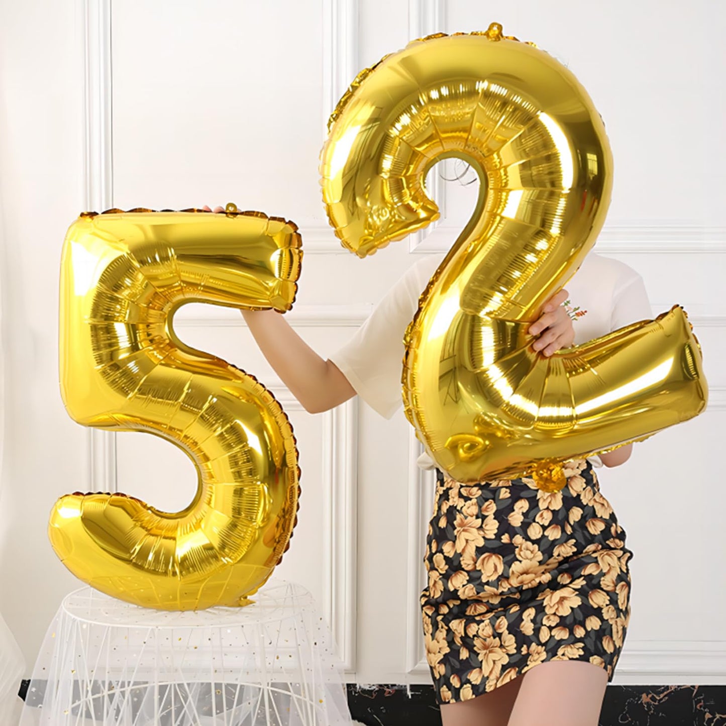 40 Inch Gold Number Balloons, Helium Mylar Foil Number Balloons for Birthday, Number 5 Balloon for 5st Birthday Decorations for Kids, Anniversary Party Decorations Supplies