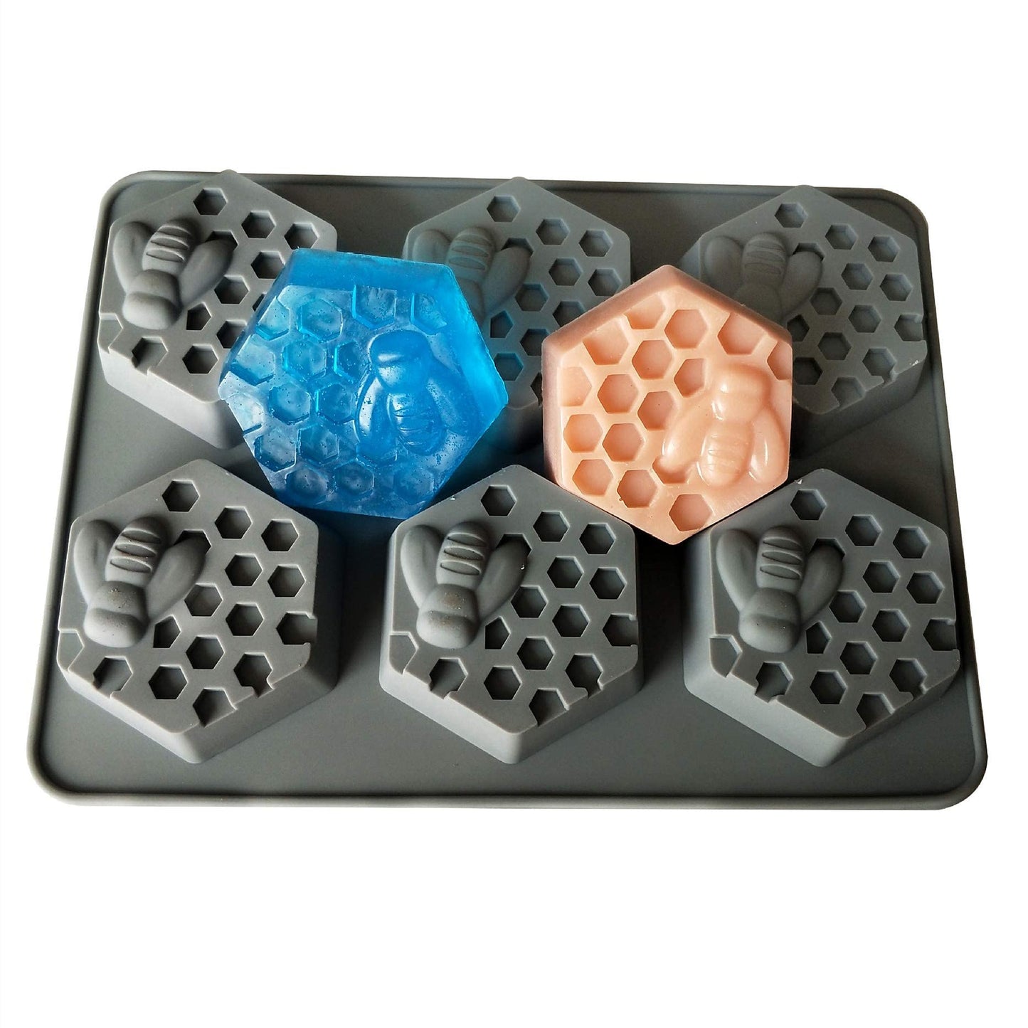 DD-life 2Pcs 3D Bee Silicone Soap Molds, Hexagonal Honeycomb Silicone Molds for Homemade Soaps Chocolate Jelly Cake Making
