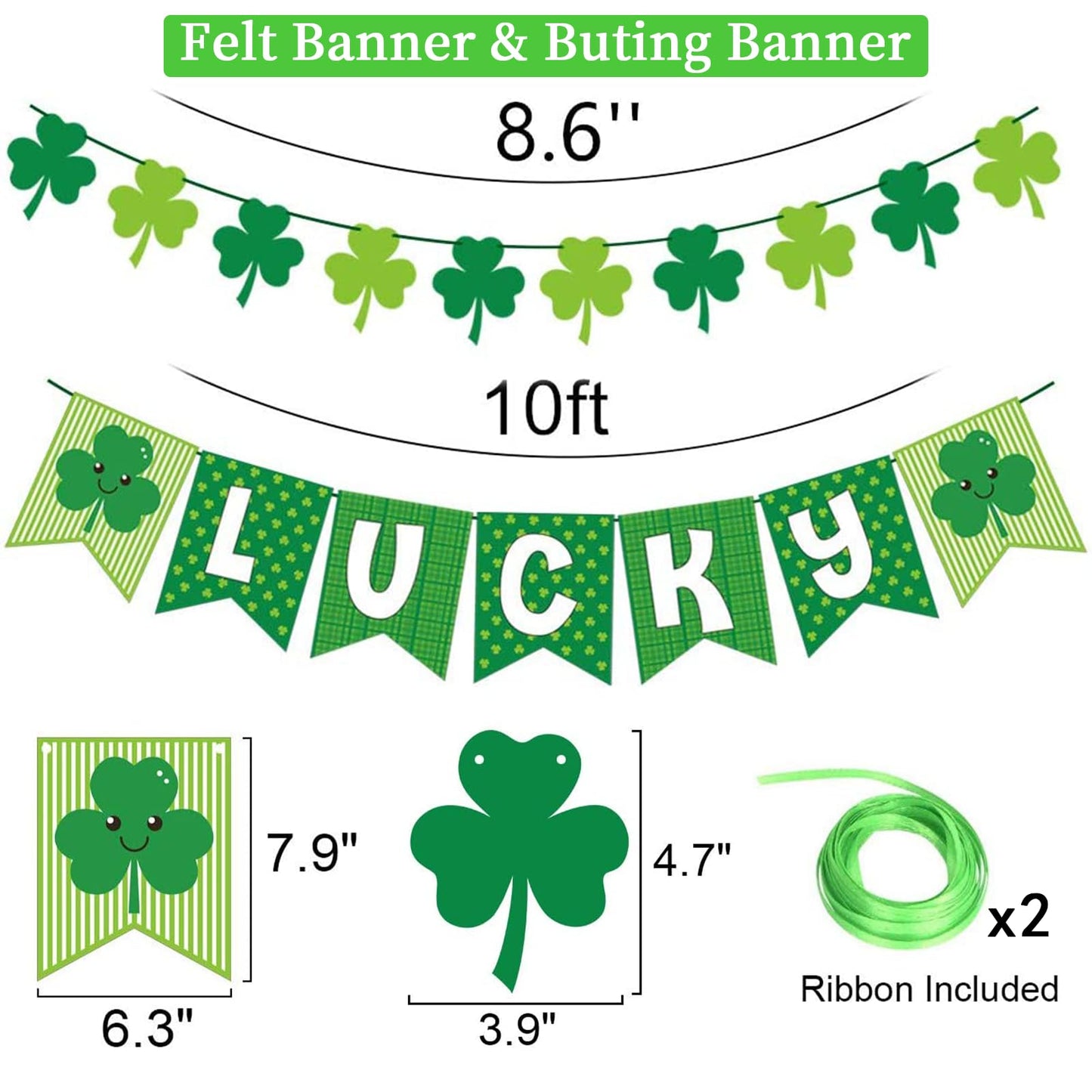 DAZONGE 40ct St. Patrick's Day Decorations Kit, Hanging Swirls, Banner, Shamrock Garlands for St. Patrick's Day Decor, Saint Patrick's Day Party Favor