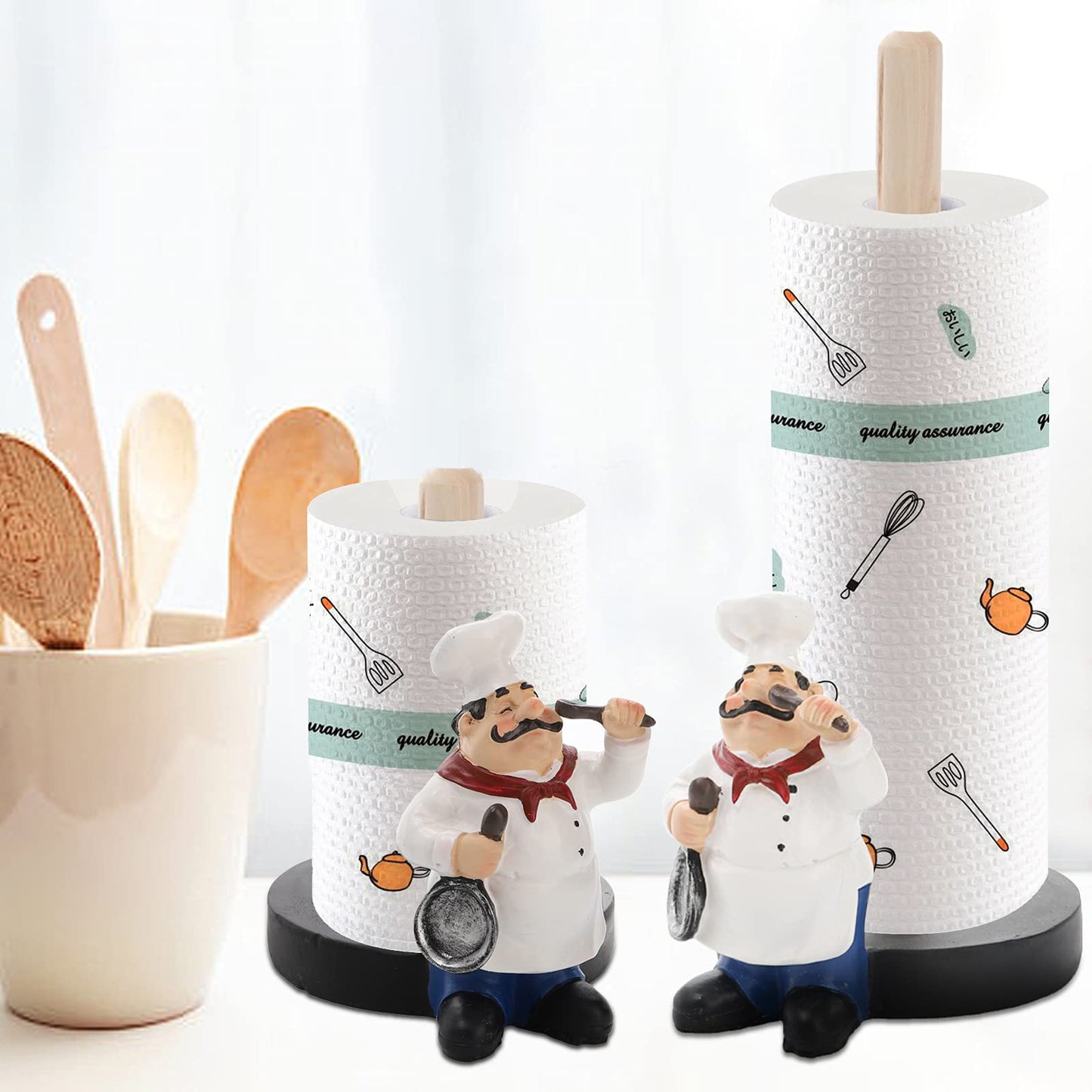 Suwimut Chef Style Paper Towel Holder, Resin Crafts Display Chef Figurines Creative Roll Paper Stand for Countertop Kitchen Cafe Restaurant Dessert Shop Cake Shop Decoration