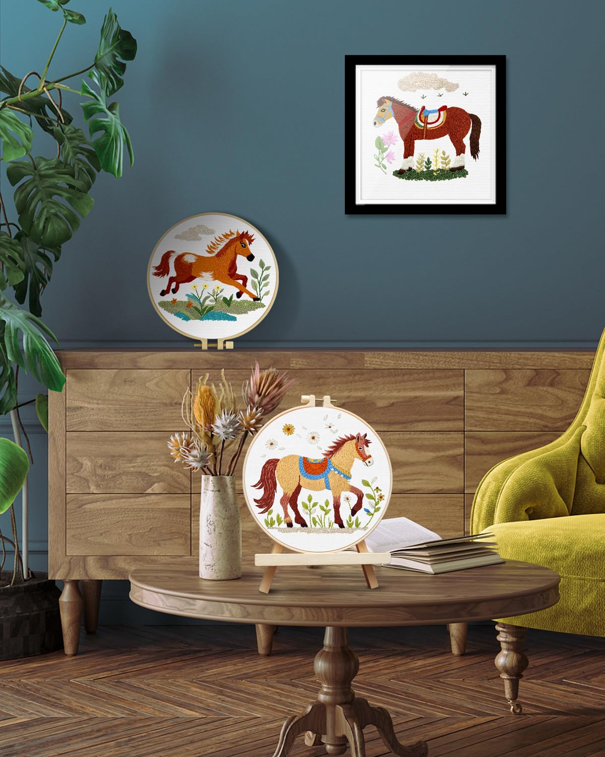 Embroidery Kit for Adult, 3 Pack Embroidery DIY Starter Kit, with Stamped Patterns, Hoop, Tools, Colorful Threads with Needles, Instructions