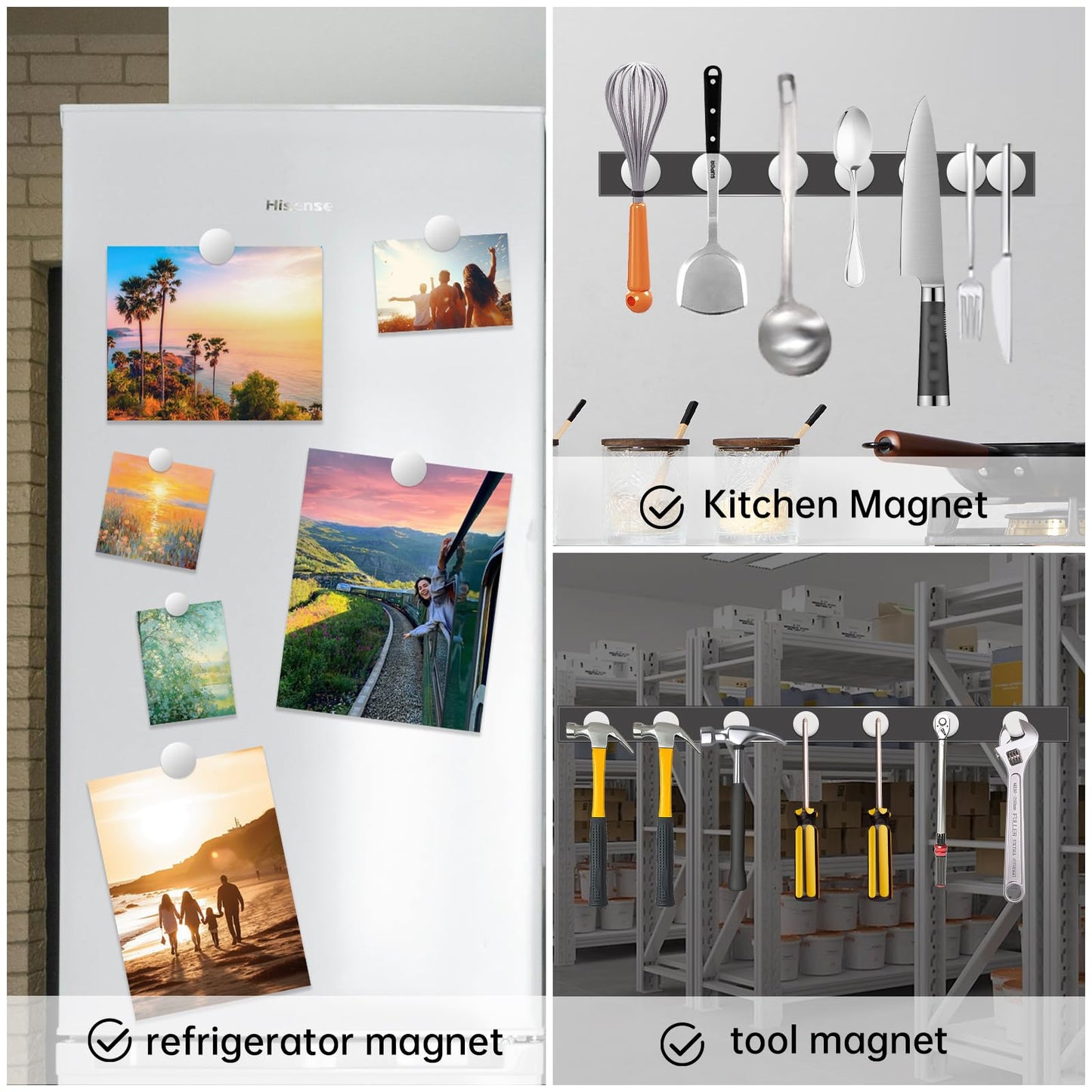 SRENMSMT Small Magnets, 290 Pack Refrigerator Magnets of 7 Different Sizes, Mini Magnets, Disc Magnets, Small Magnets for Fridge, DIY, Whiteboard, Billboard in Home, Kitchen, Office, School