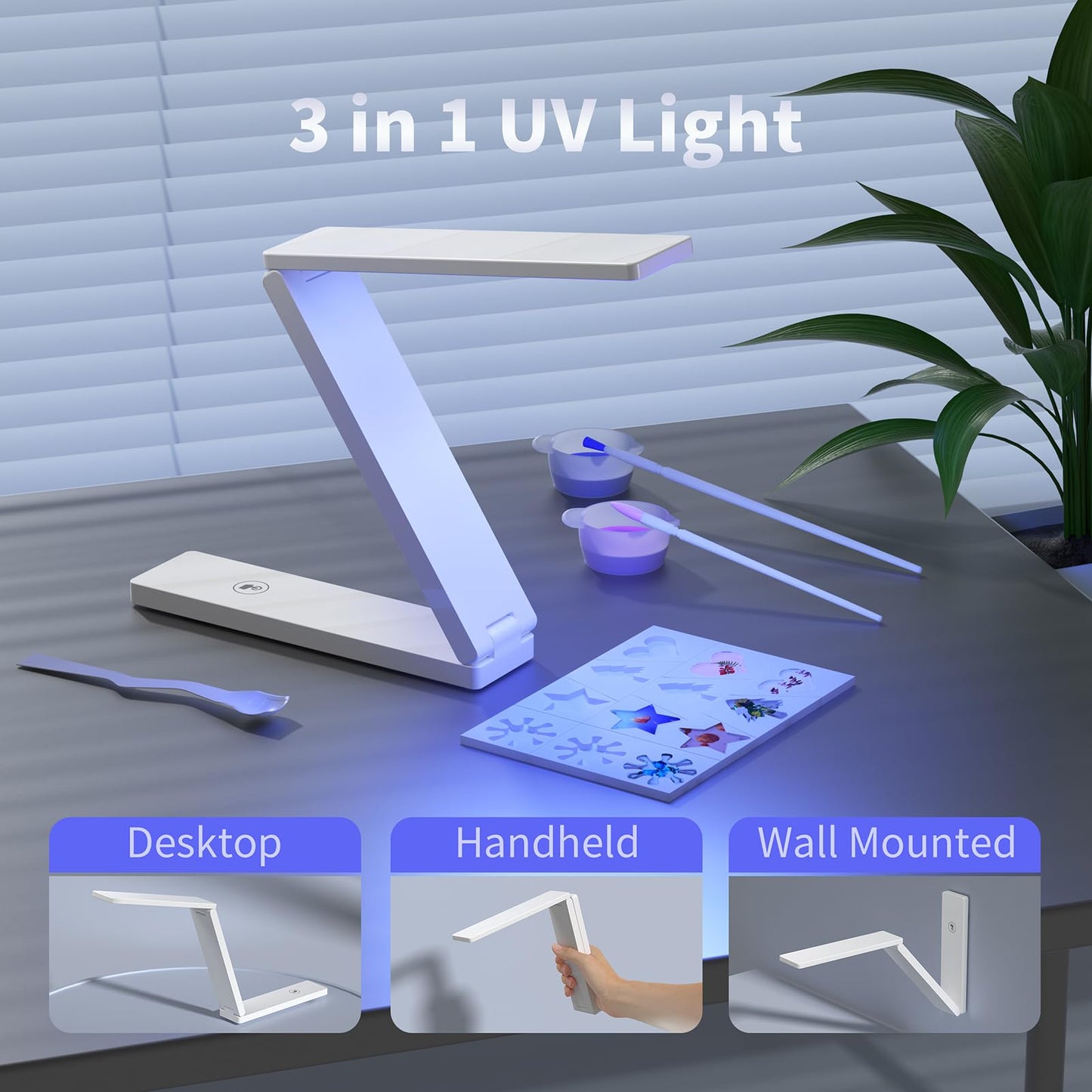 Winartton UV Light for Resin Curing, 54W UV Resin Light Lamp, Wireless & Foldable, 3-in-1 Uses for Molds, DIY Craft Deco (White)