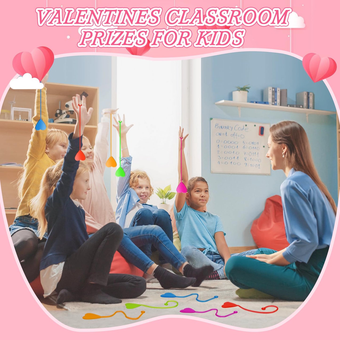 Valentines Sticky Hands Bulk 48PCS Valentines Day Gifts for Kids Classroom Prizes Valentines Party Favors for Kids Stretchy Heart Sticky Hand Toy Valentines Day Goodie Bag Stuffers Kid Party Supplies