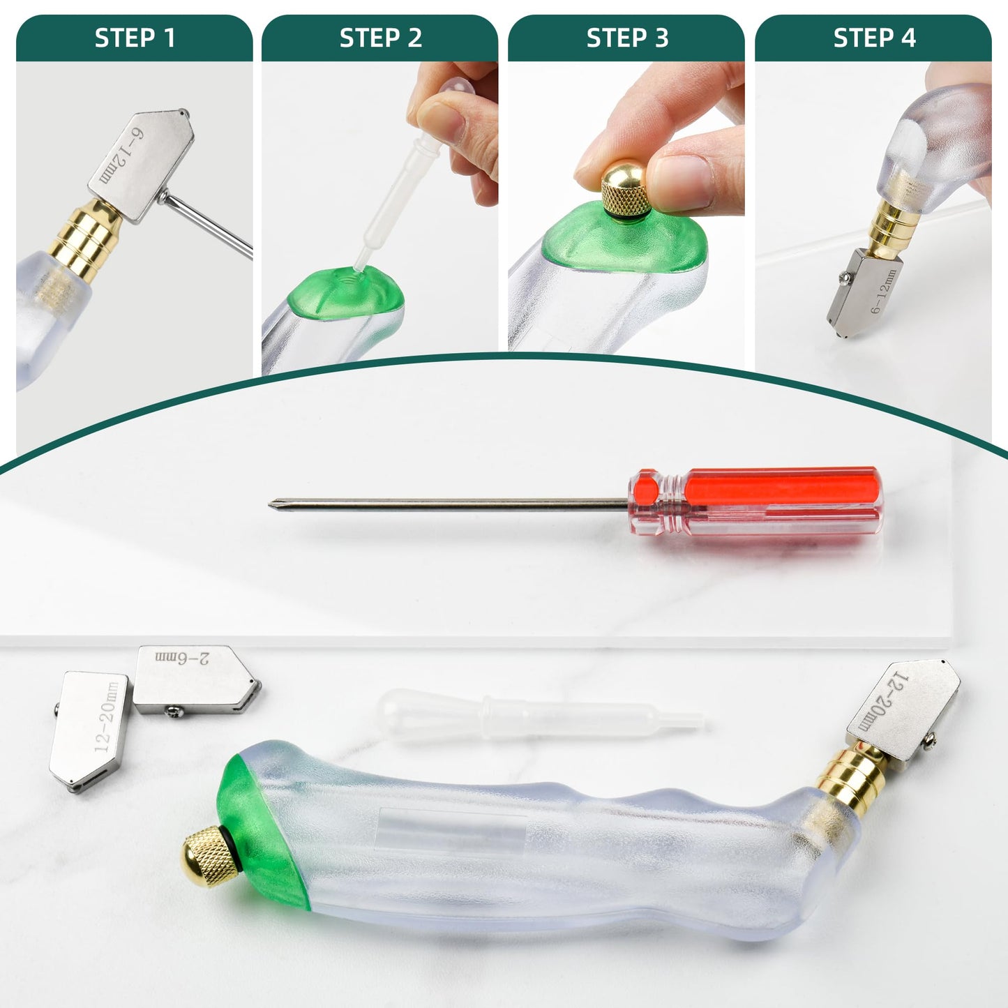10Pcs Heavy Duty Glass Cutters Tools Kit, Wheeled Glass Tile Nippers Glass Running Breaking Pliers, Breaker Grozer Pliers with Curved Jaws, for Stained Glass, Mosaics, Fusing, Breaking