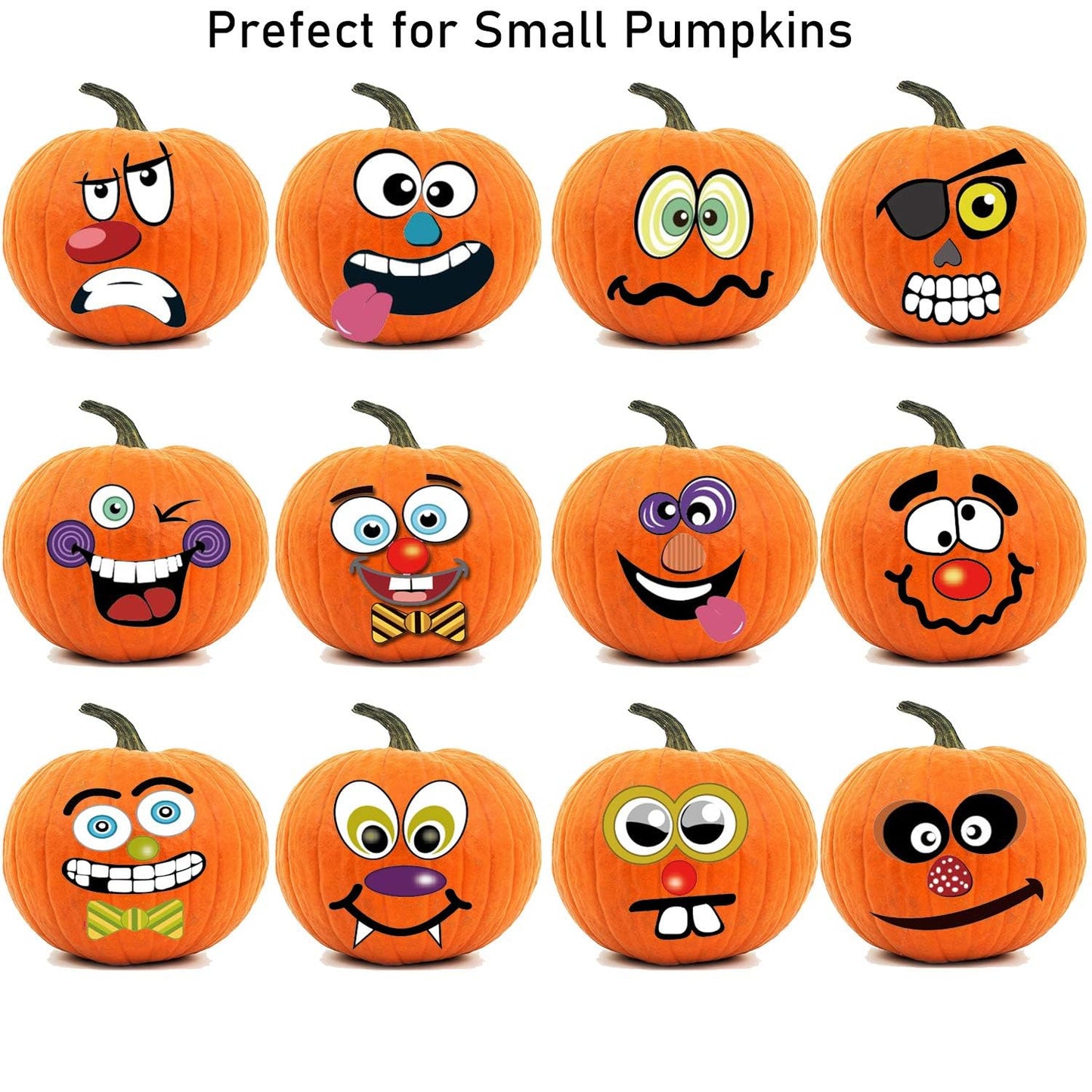 36 Packs Halloween Pumpkin Decorating Stickers, 18 Sheet Pumpkin Face Stickers in 12 Designs for Halloween Party Supplies Trick or Treat Party Favors
