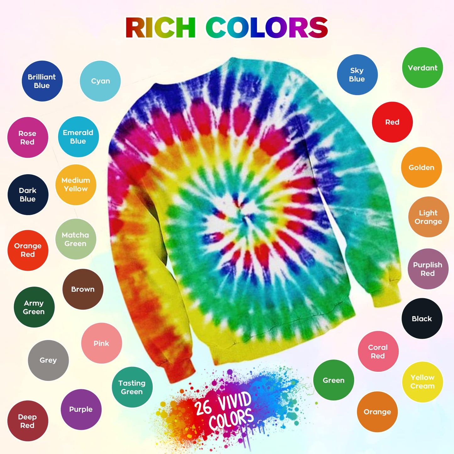 Tie Dye Kit - 26 Colors Pre-Filled Bottles Tye Dye Kit, Permanent Non-Toxic Tie Dye Kits for Adults and Kids, Tie Die Kit for Group Handmade Creative Activity(Just Add Water)