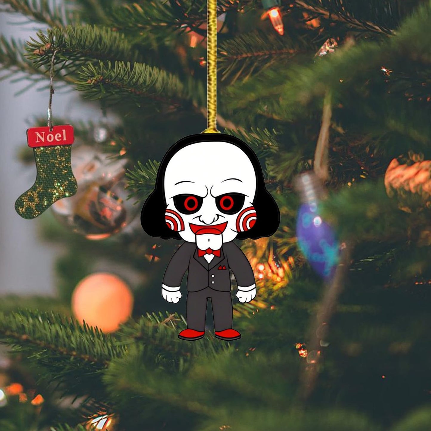 Halloween Tree Decoration - 12 Pcs Acrylic Pendant, Large Scary Movie Characters, Funny Cartoon Ornament