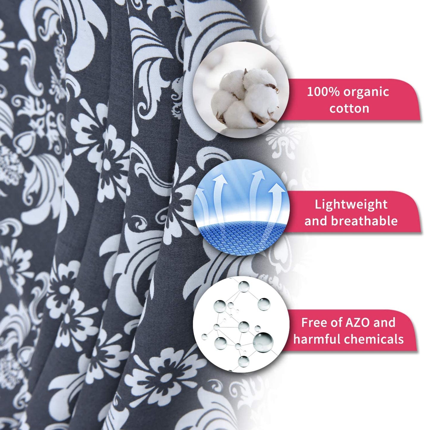 UHINOOS Nursing Cover for Mom Breastfeeding, Baby Privacy Nursing Covers Up Breathable Cotton with Ajustable Hoop for Mother (Grey)
