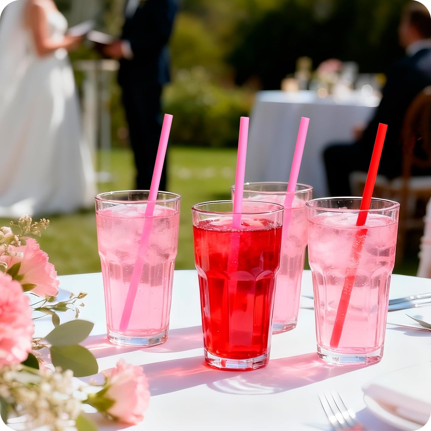 100pcs Heart Straws Bulk 8mm - Individually Wrapped for Valentine's Day Decor, Anniversary & Date Night Supplies (Red&Pink)