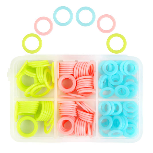 LUNARM 180 Pieces Knit Knitting Random Colored Stitch Markers Rings(S/M/L), Crochet Locking Stitch Markers Knitting Stitch Counter Needle Clip with Storage Box