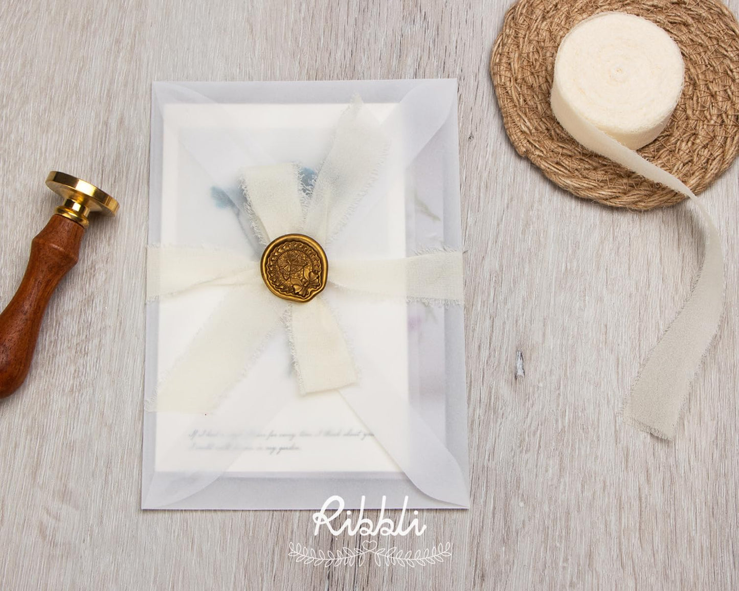 Green Ribbon 1 Inch x 3 Rolls Total 24 Yards Ivory/Sage/Forest Green Handmade Fringe Chiffon Silk Ribbon for Wrapping Wedding Invitations Bridal Bouquets DIY Crafts Home Decor