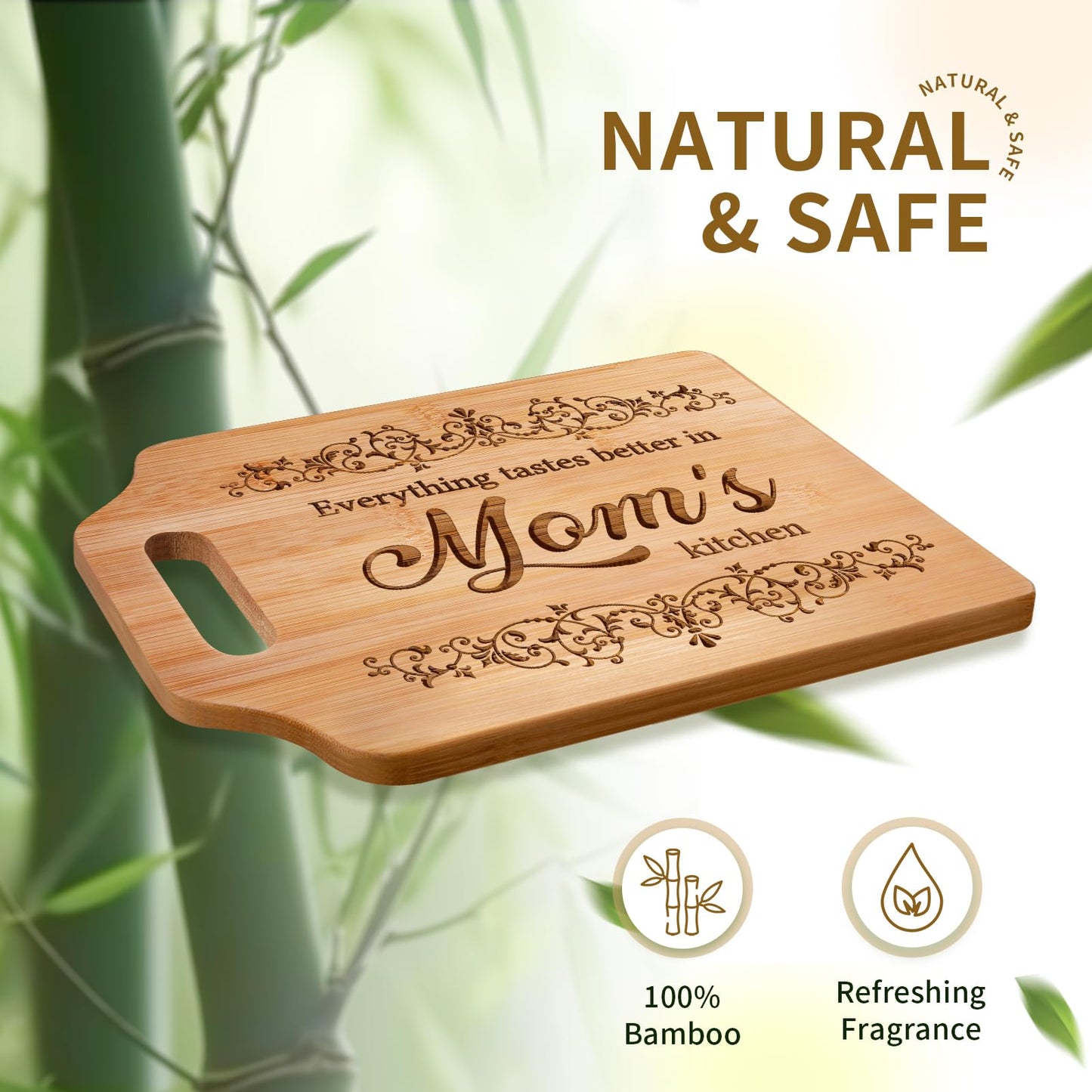 AceThrills Mothers Day Gifts for Mom Gifts, Mom Birthday Gifts for Moms from Daughter Son - Engraved Bamboo Cutting Board 12.3"L x 8.7"W x 0.4"Th