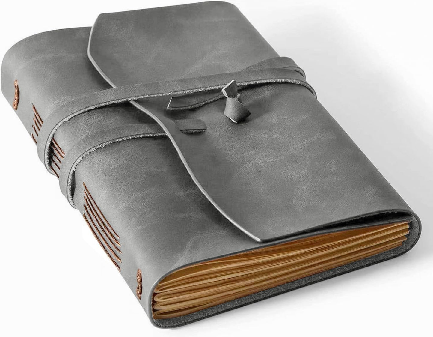 RILIHO Leather Journal Notebook - Genuine Leather Journals for Writing 5x7.1 Inch, Vintage Journal For Men and Women, Artist,Travel Journal,Grey