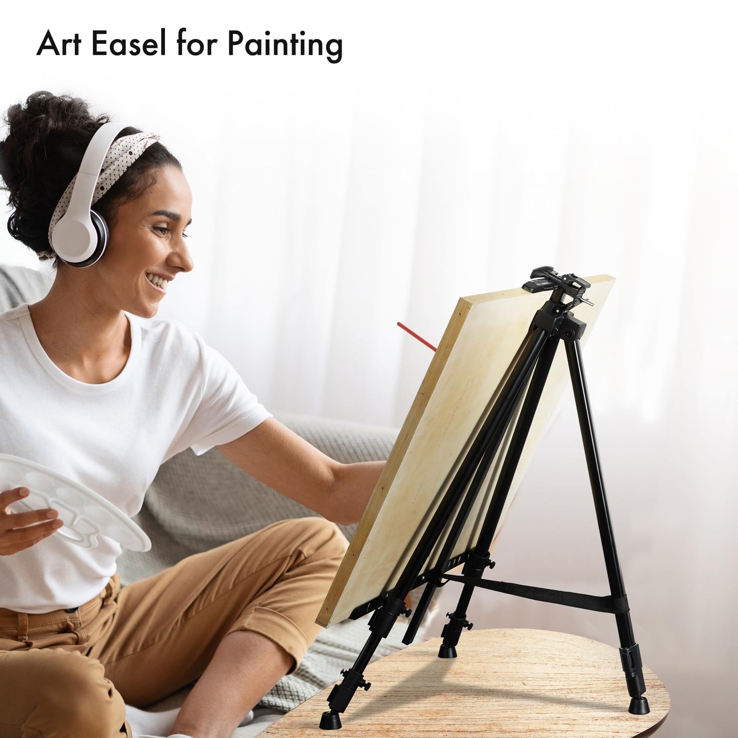 Artify Easel for Painting, Double-Tier Easel Stand, Adjustable Height from 22-66 Inches, Tripod for Painting and Display with Carrying Bag, 66 Inches, Black