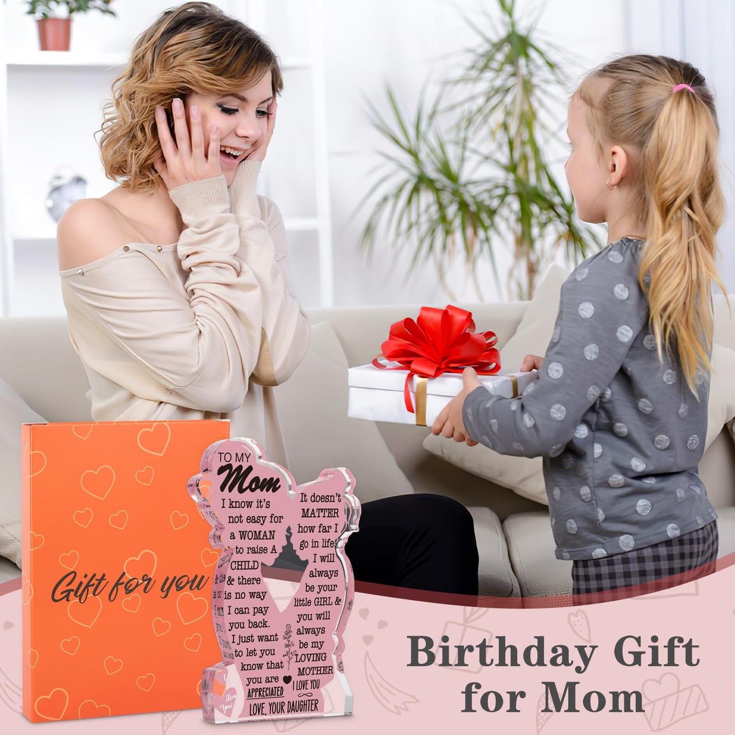 Mom Gifts from Daughter Christmas Gift for Mom, Mom Birthday Ideas Gift Cool Mother's Day Gifts from Daughter Best Mom Ever Gifts New Mom Single Mom Christmas 2024 Acrylic Plaque Sign 5x3in
