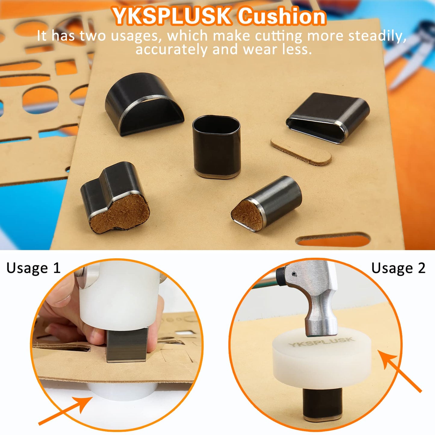 YKSPLUSK 56 Pieces Leather Hole Punch Set, Leather Cutting Dies Kit with Storage Case & Mat, Multiple Shapes Hole Punch Tool for Belts, Hollow Punch Cutter Tool for Handmade DIY Crafts