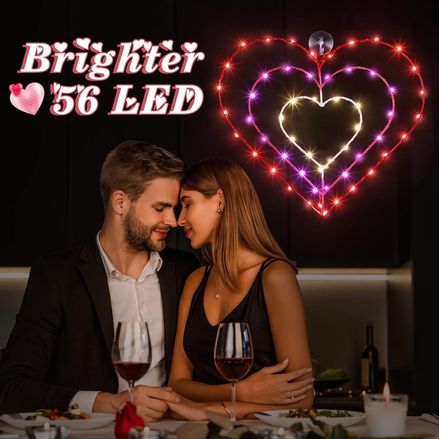 13 Inch Valentines Lights, Valentines Day Decorations with 8 Modes Timer Remote for Valentine‘s Day, Wedding, Proposal, Party Decorations(1 Pack, Heart)