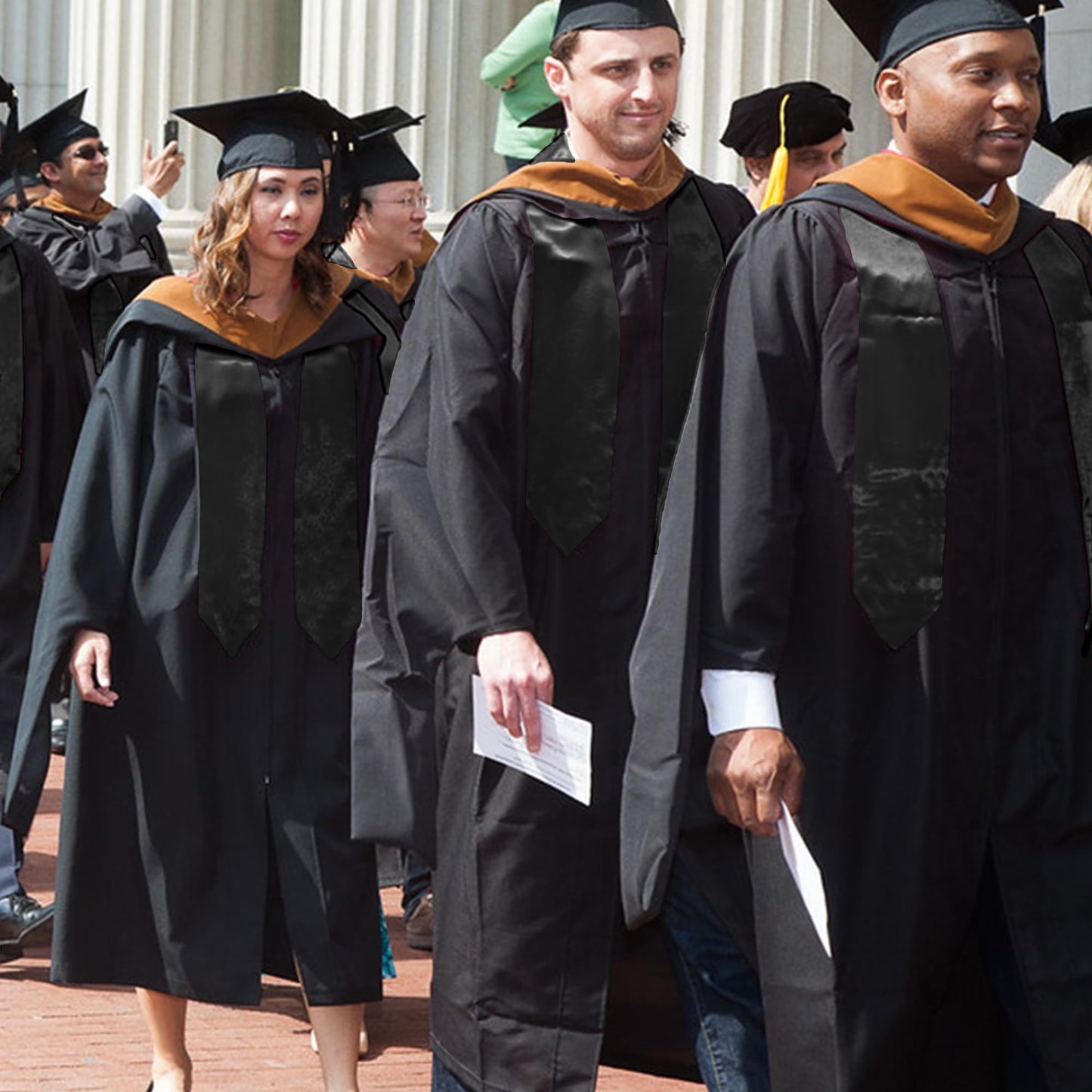 GraduationMall Unisex Adult Plain Graduation Stole 60" Black