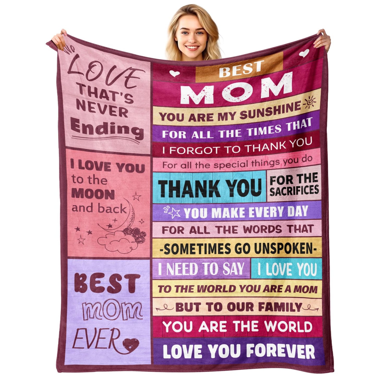 Sruemiul Mothers Day Blanket Gifts for Mom from Daughter & Son - Best Mom Ever Gifts - Presents for Moms - Mothers Day Birthday Gift Ideas for Moms - Gift for Mother - to My Mom's Blanket 50"x60"