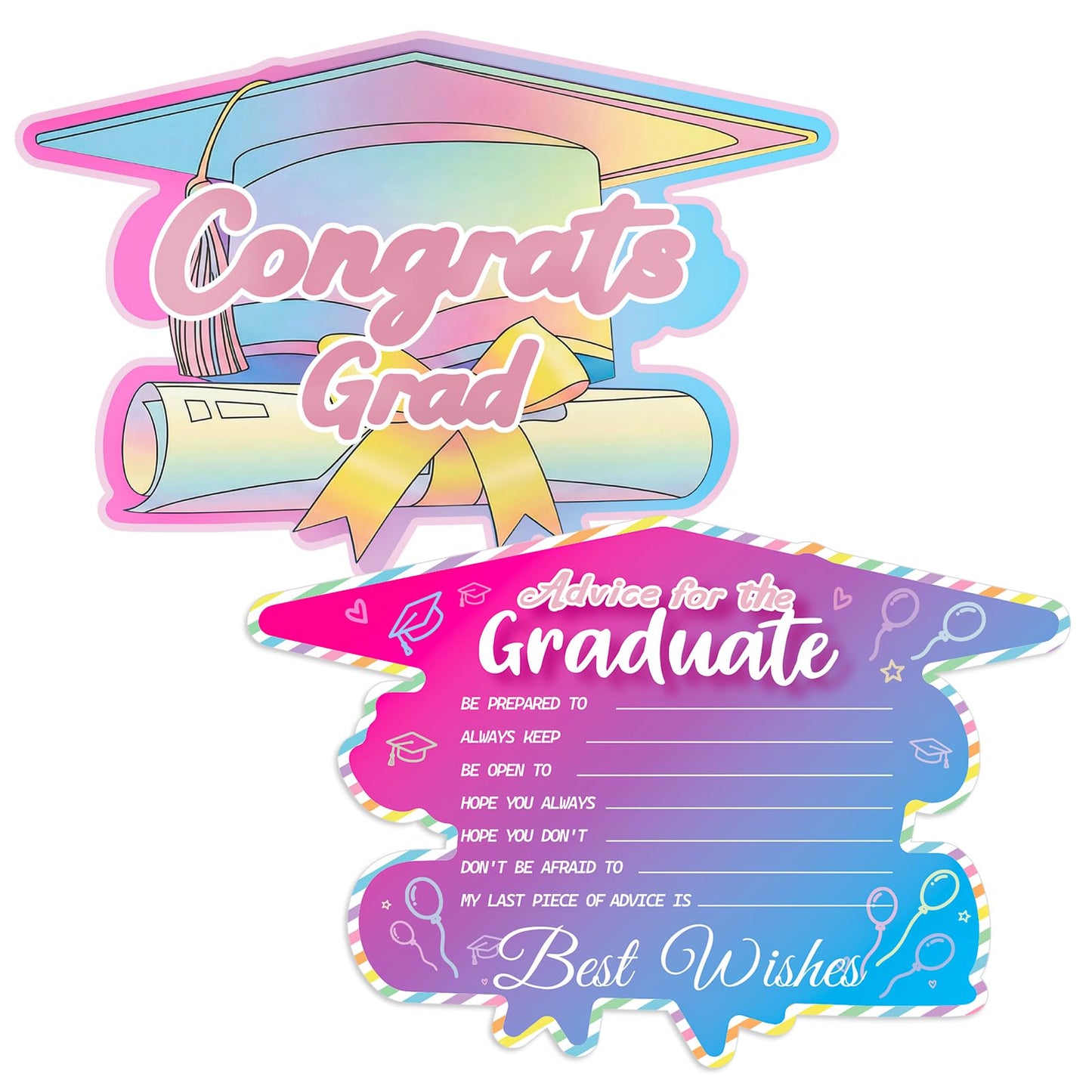 FaCraft Graduation Advice Cards for Graduate-36PCS Class of 2026 College High School Senior School University Grad Graduation Game Activity Grad Party Favor Supplies Decorations-Best Wishes & Advice