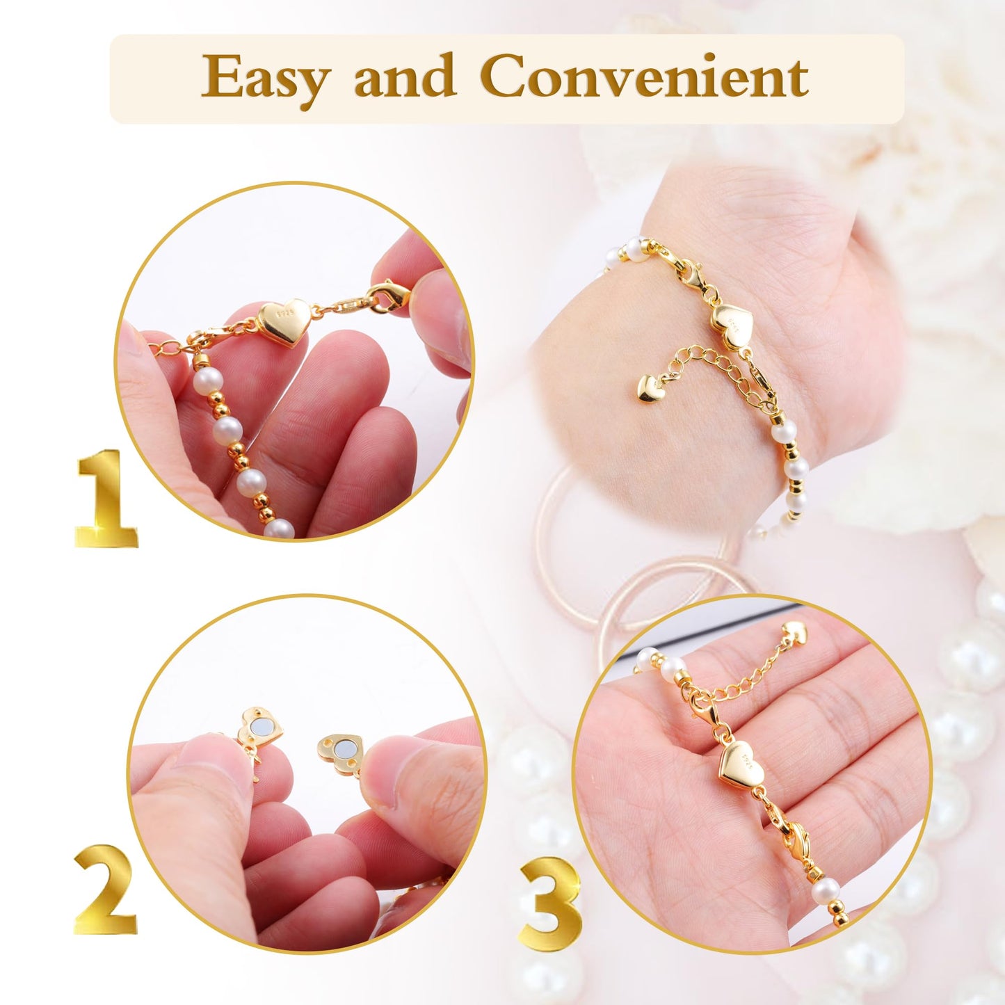 14K Gold Heart Magnetic Necklace Clasps and Closures 925 Sterling Silver Double Lobster Clasp Magnetic Jewelry Clasps for Necklaces