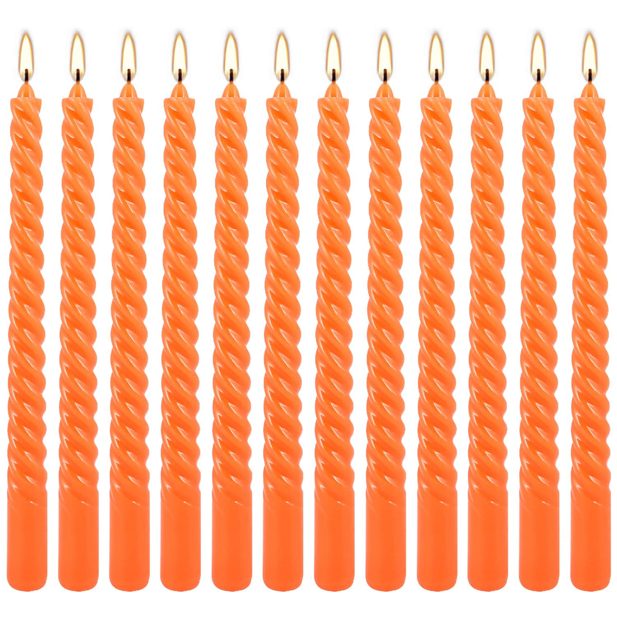 TLNFHRPI 12Pack 10 Inch Orange Spiral Taper Candles