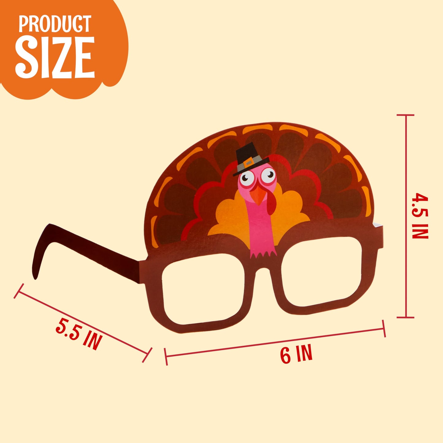 JOYIN 24 Pcs Thanksgiving Turkey Eyeglasses, Turkey Eyewear Frame Pumpkin Maple Leaves Photo Props for Kids Thanksgiving Harvest Party Decoration and Thanksgiving Day Accessories (One Size Fits All)