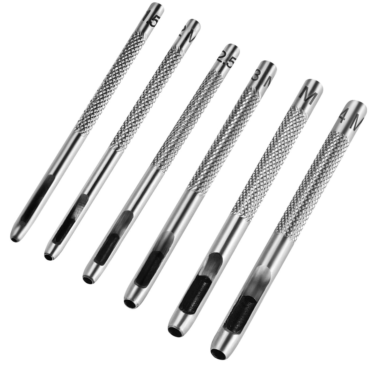 6PCS Hollow Leather Hole Punch Set (1.5mm-4mm) for Belts, Watch Bands, Leather Craft, Round Hole Punch Tool for Belt, DIY, Leatherworking, Repair Tools -ASONTAO