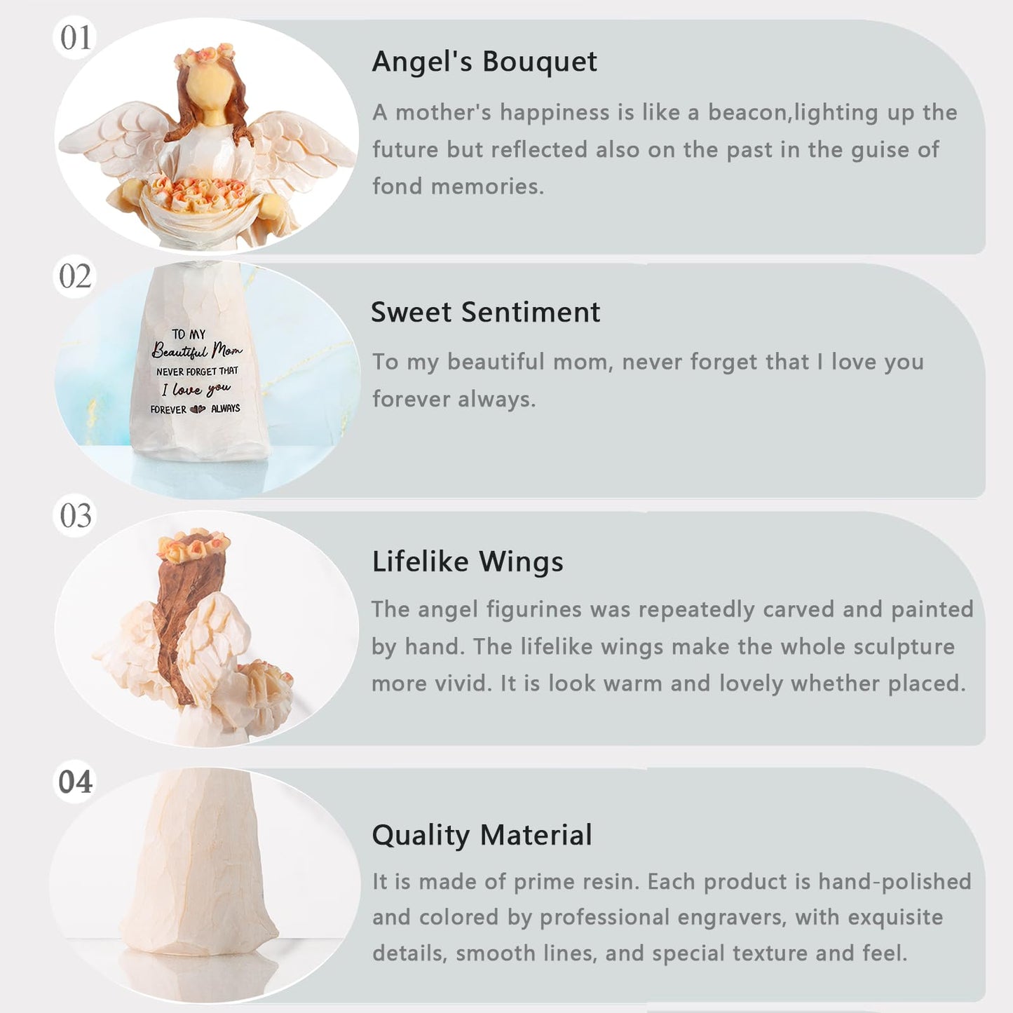 Kohehe Gifts for Mom,5.12" Mom Gifts Angel Figurine,Mom Birthday Gifts,Sentimental Gift for Moms on Birthday and Mother's Day